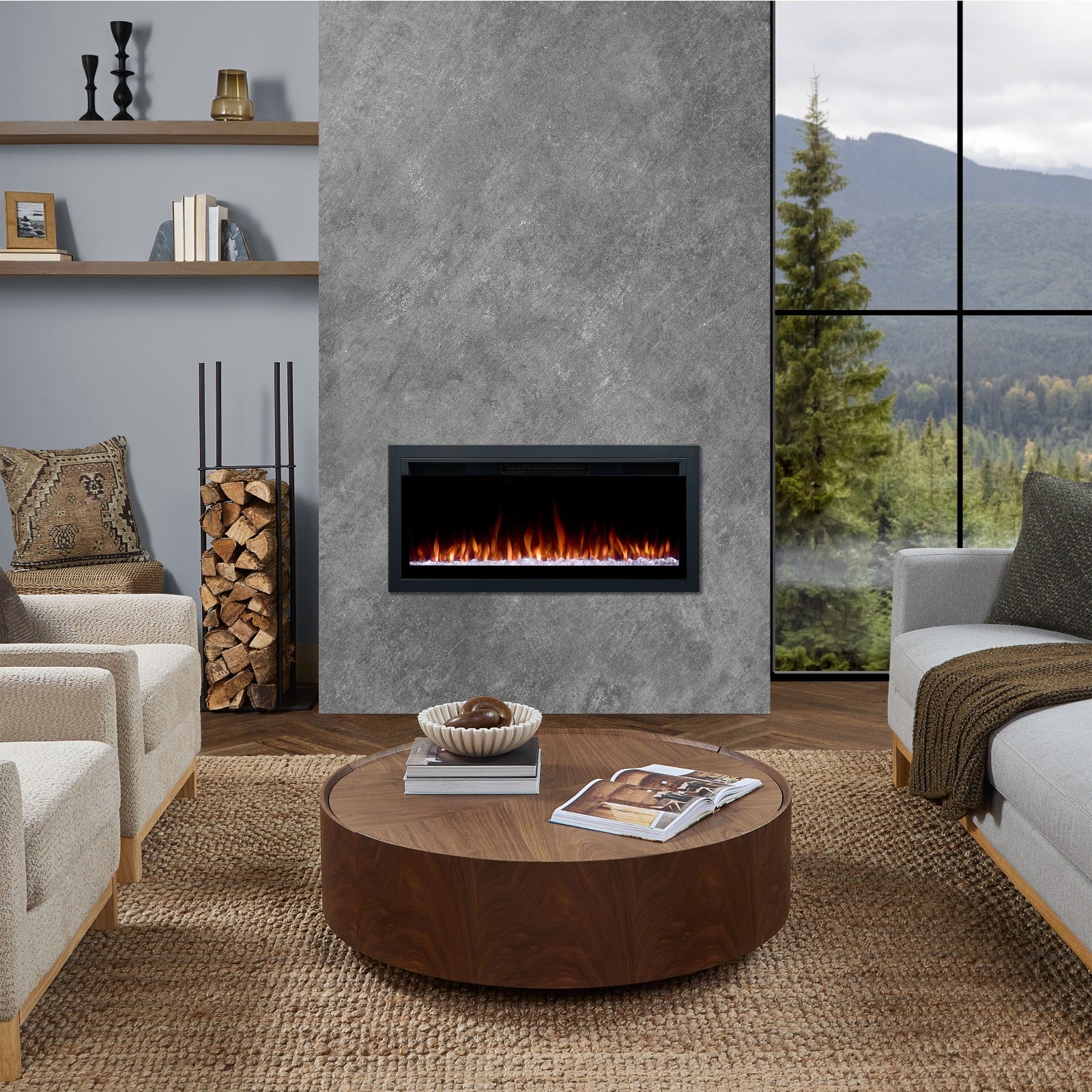 Real Flame® 42" Wall - Mount or Recessed SMART Electric Fireplace Insert - Real Flame