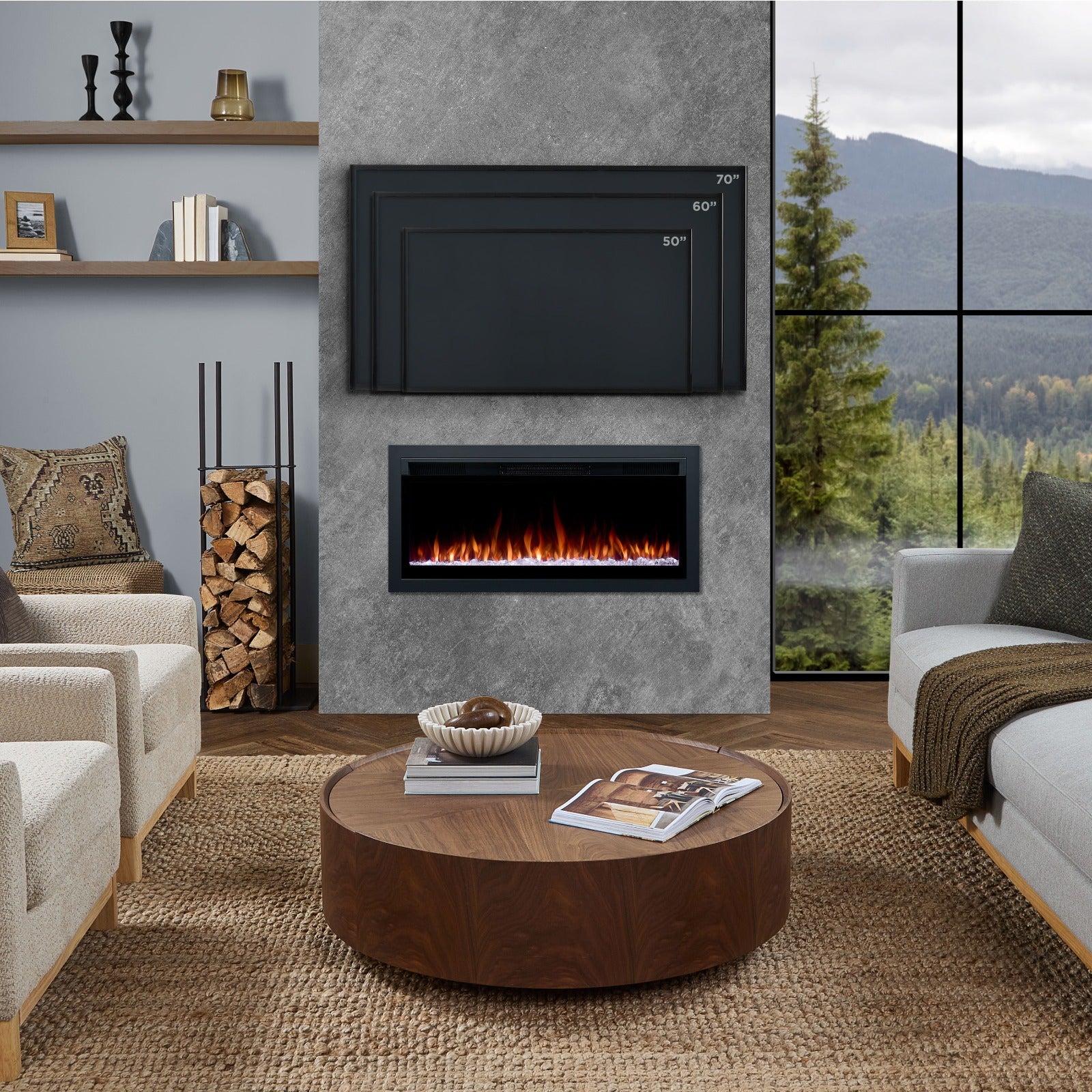 Real Flame® 42" Wall - Mount or Recessed SMART Electric Fireplace Insert - Real Flame