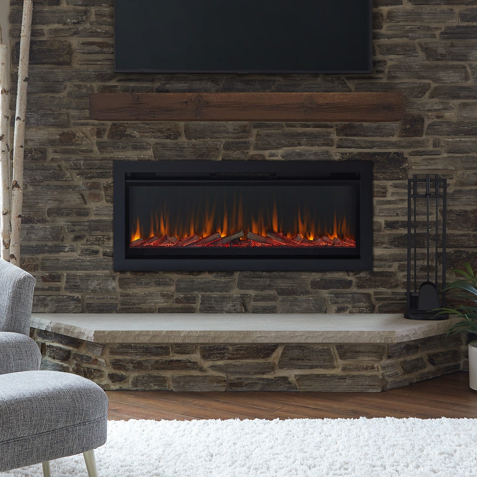 Real Flame® 49" Wall - Mount or Recessed Electric Fireplace Insert - Real Flame