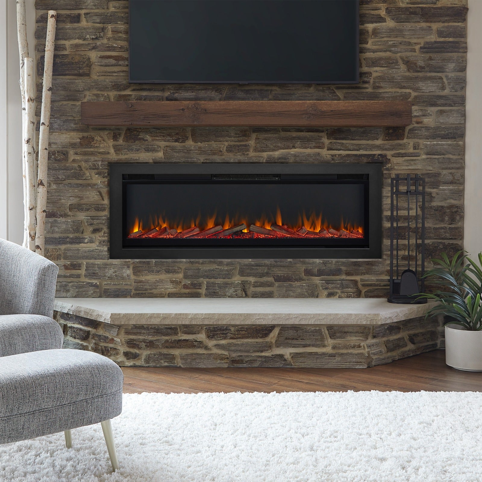 Real Flame® 65" Wall - Mount or Recessed Electric Fireplace Insert - Real Flame