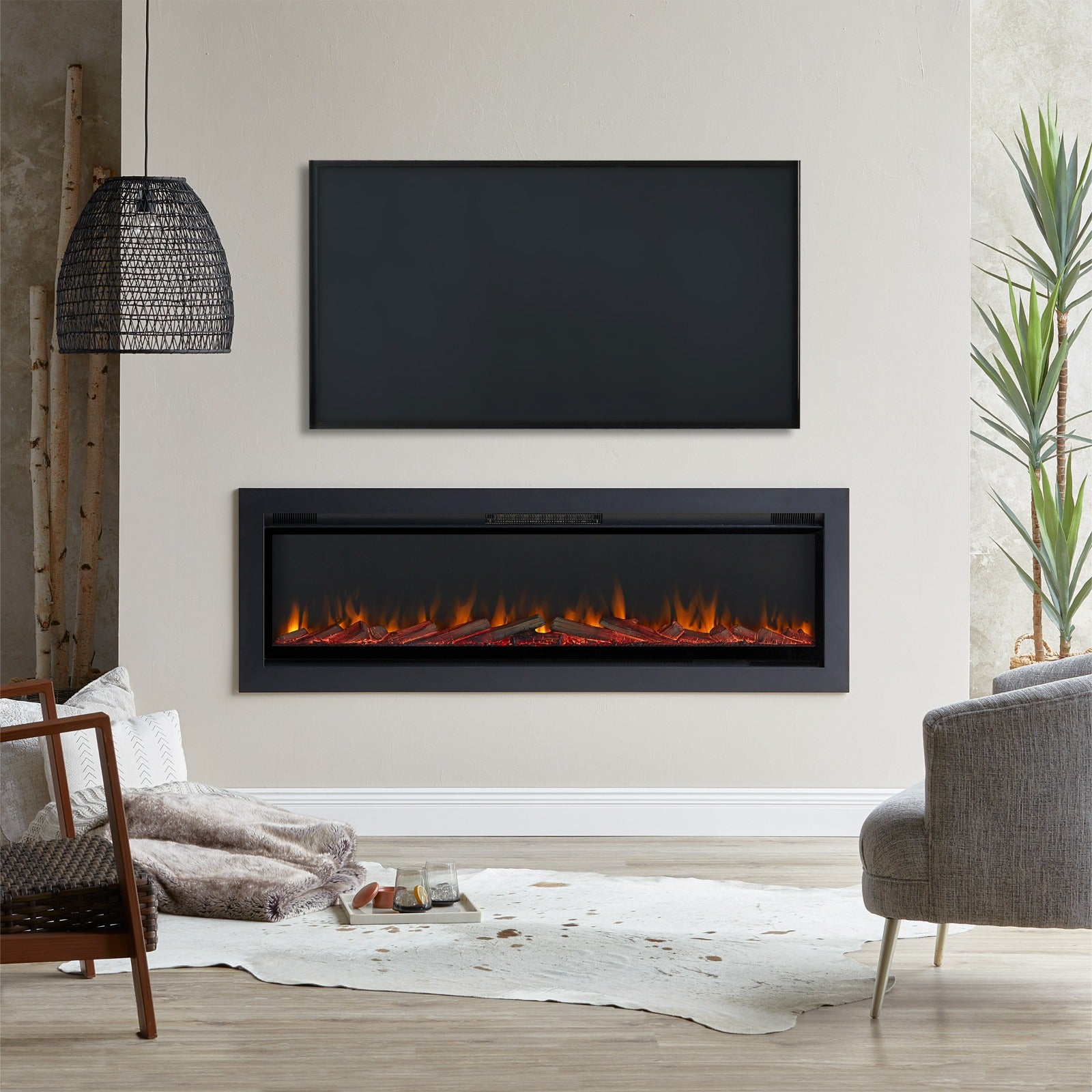 Real Flame® 65" Wall - Mount or Recessed Electric Fireplace Insert - Real Flame