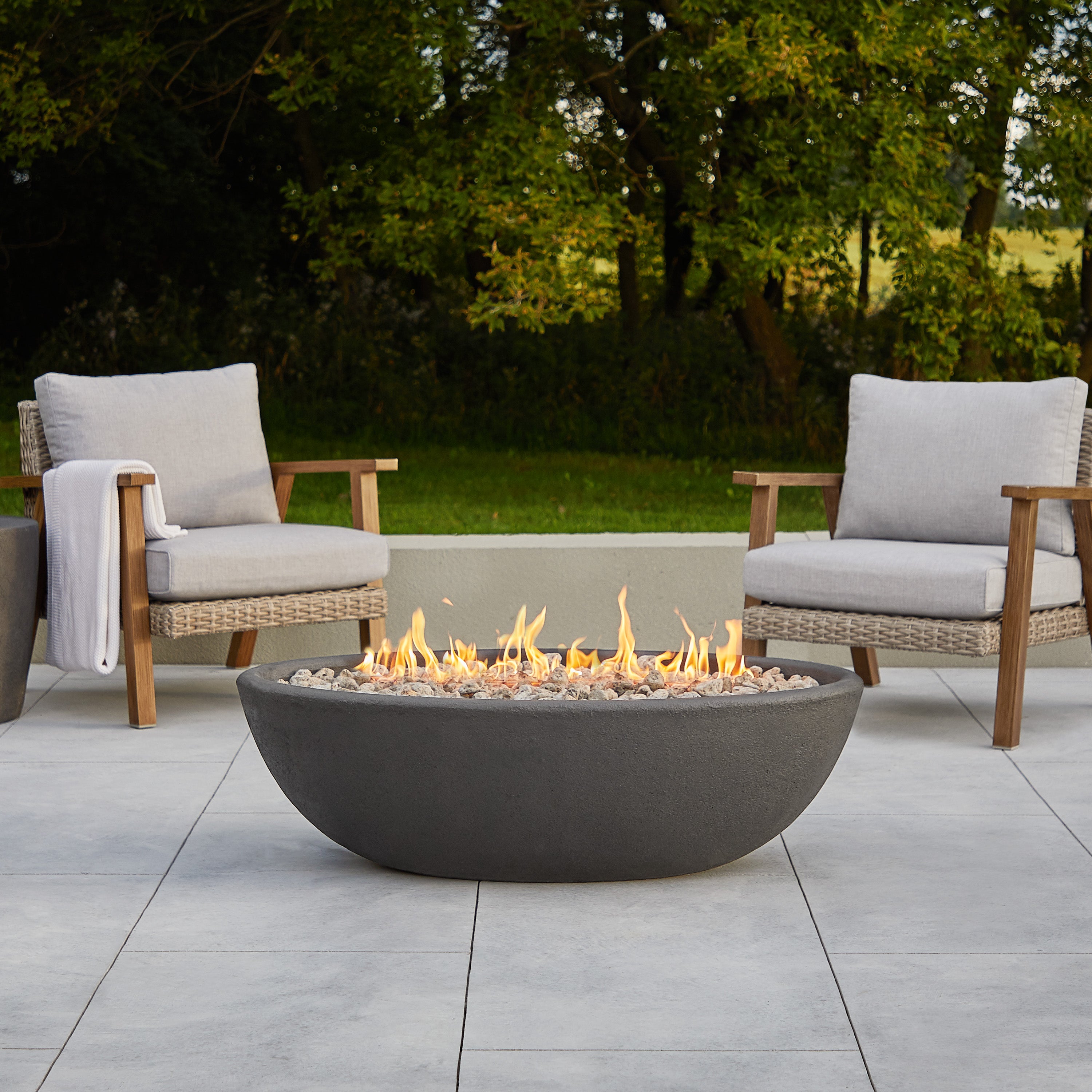Riverside 48" Oval Propane Fire Pit Bowl - Real Flame