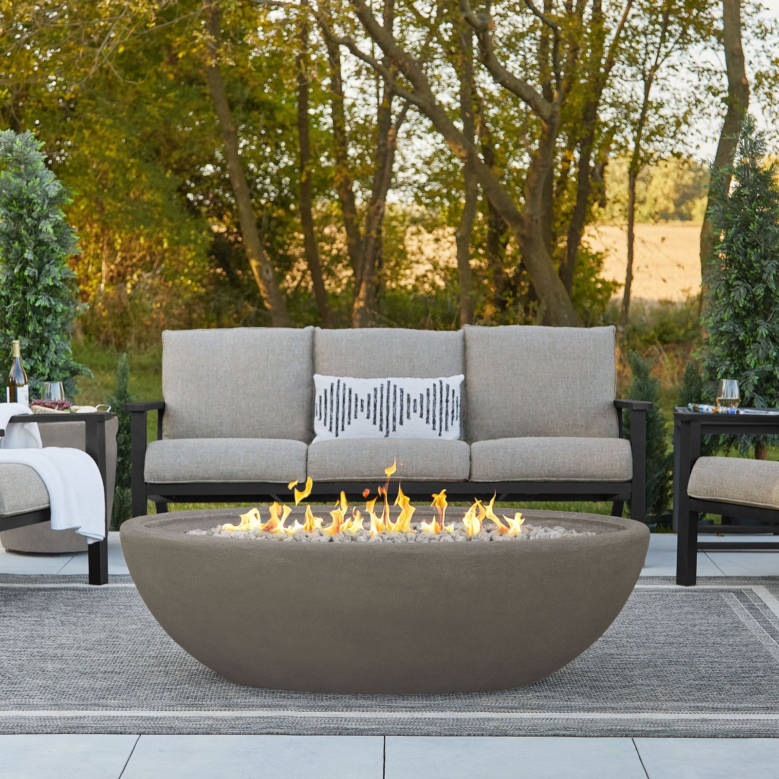 Riverside 58" Oval Propane Fire Pit Bowl - Real Flame