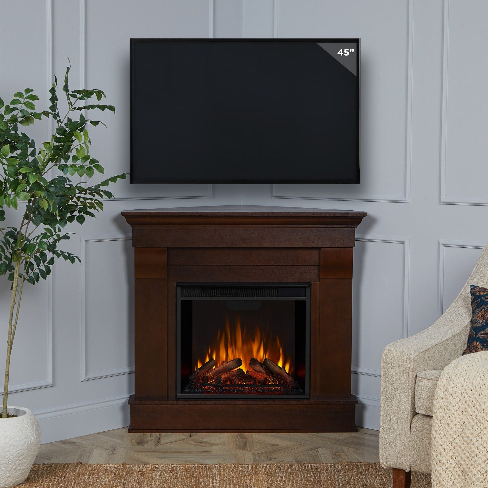 Chateau Corner Electric Fireplace - Real Flame