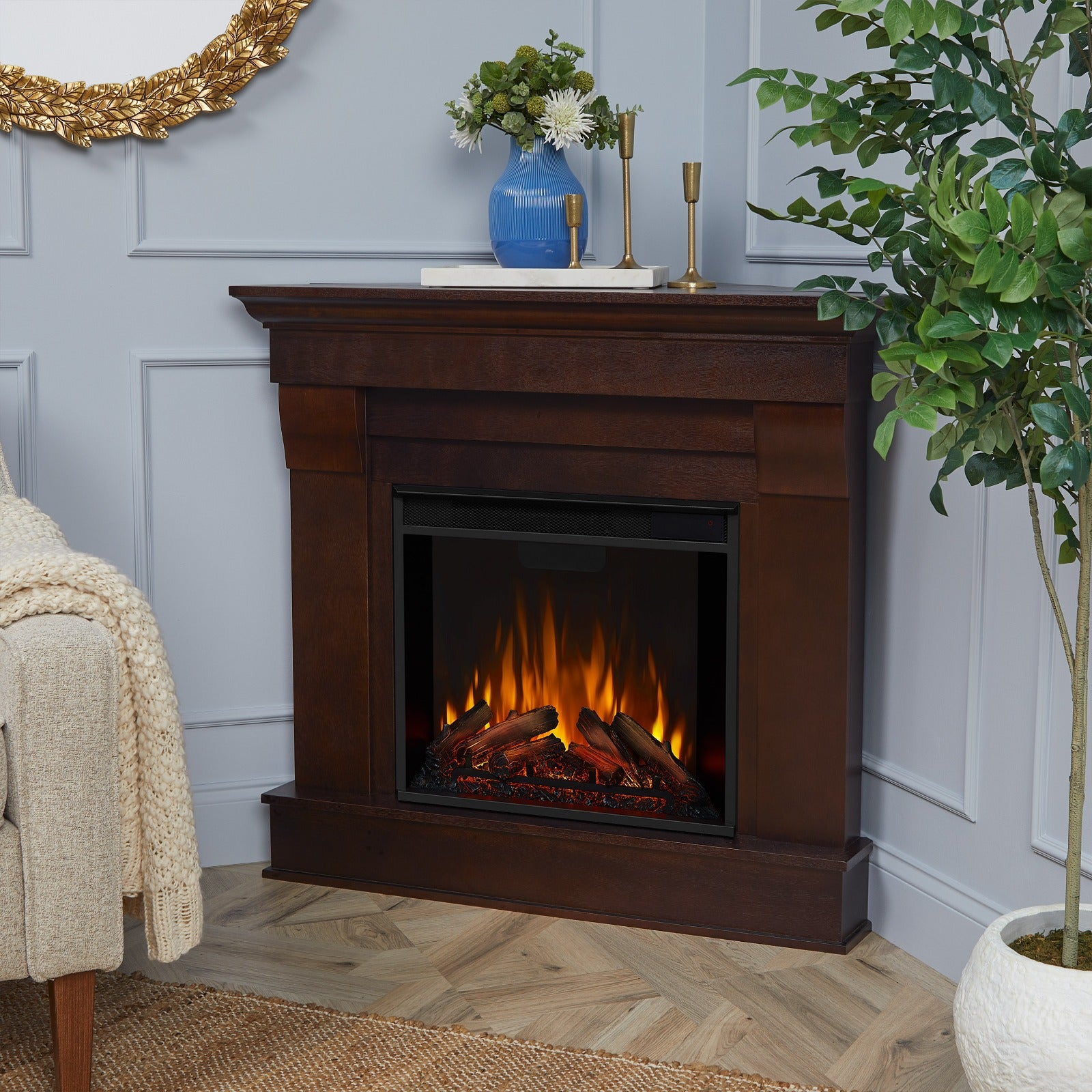Chateau Corner Electric Fireplace - Real Flame