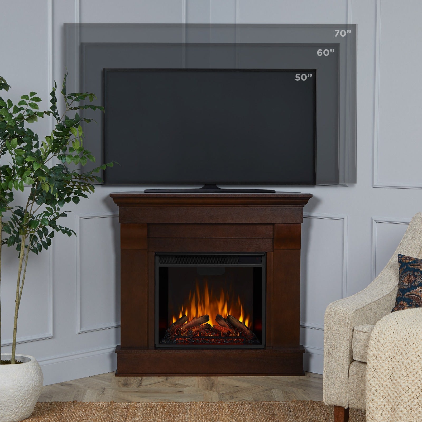 Chateau Corner Electric Fireplace - Real Flame