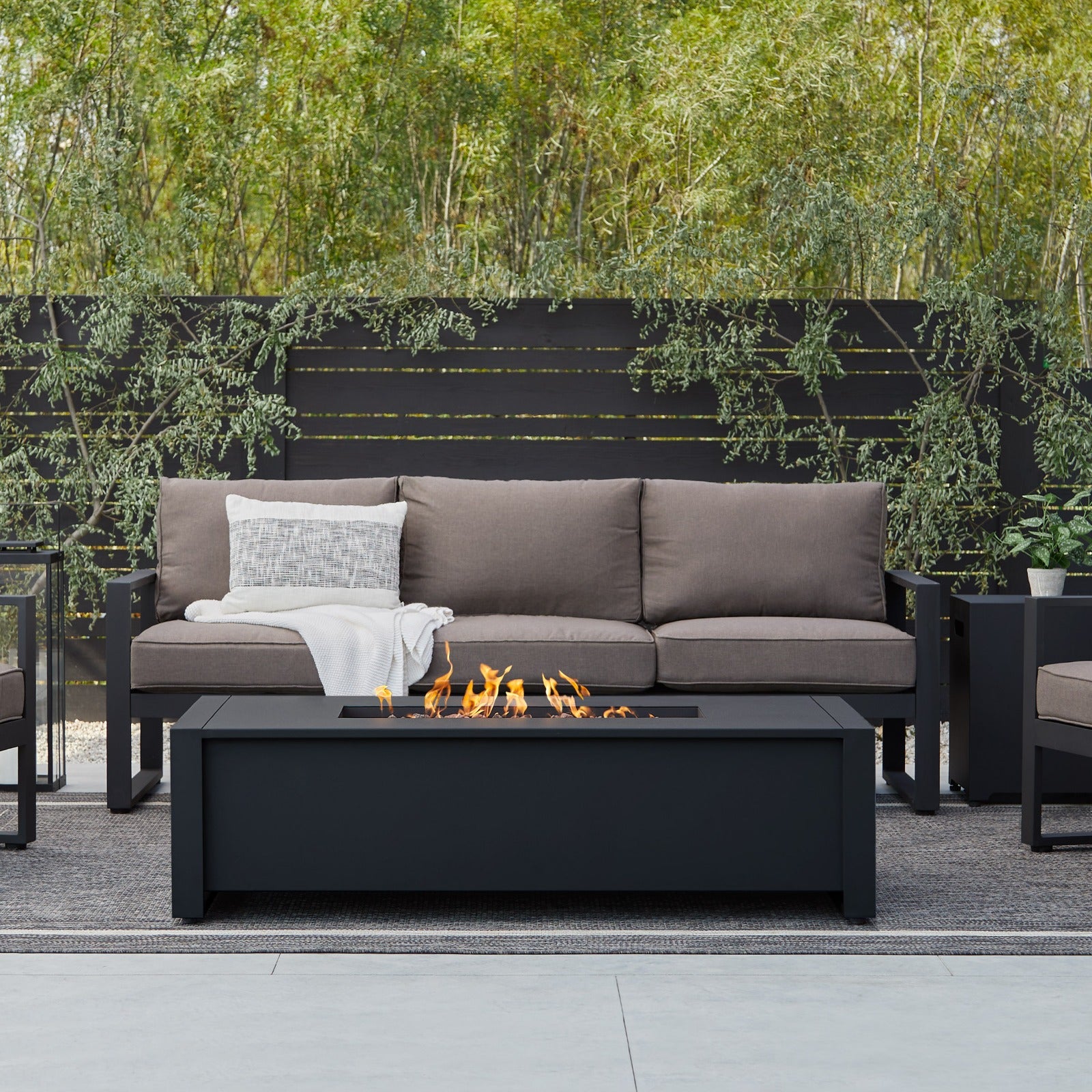 Keenan 52" Rectangle Propane Fire Pit Table - Real Flame