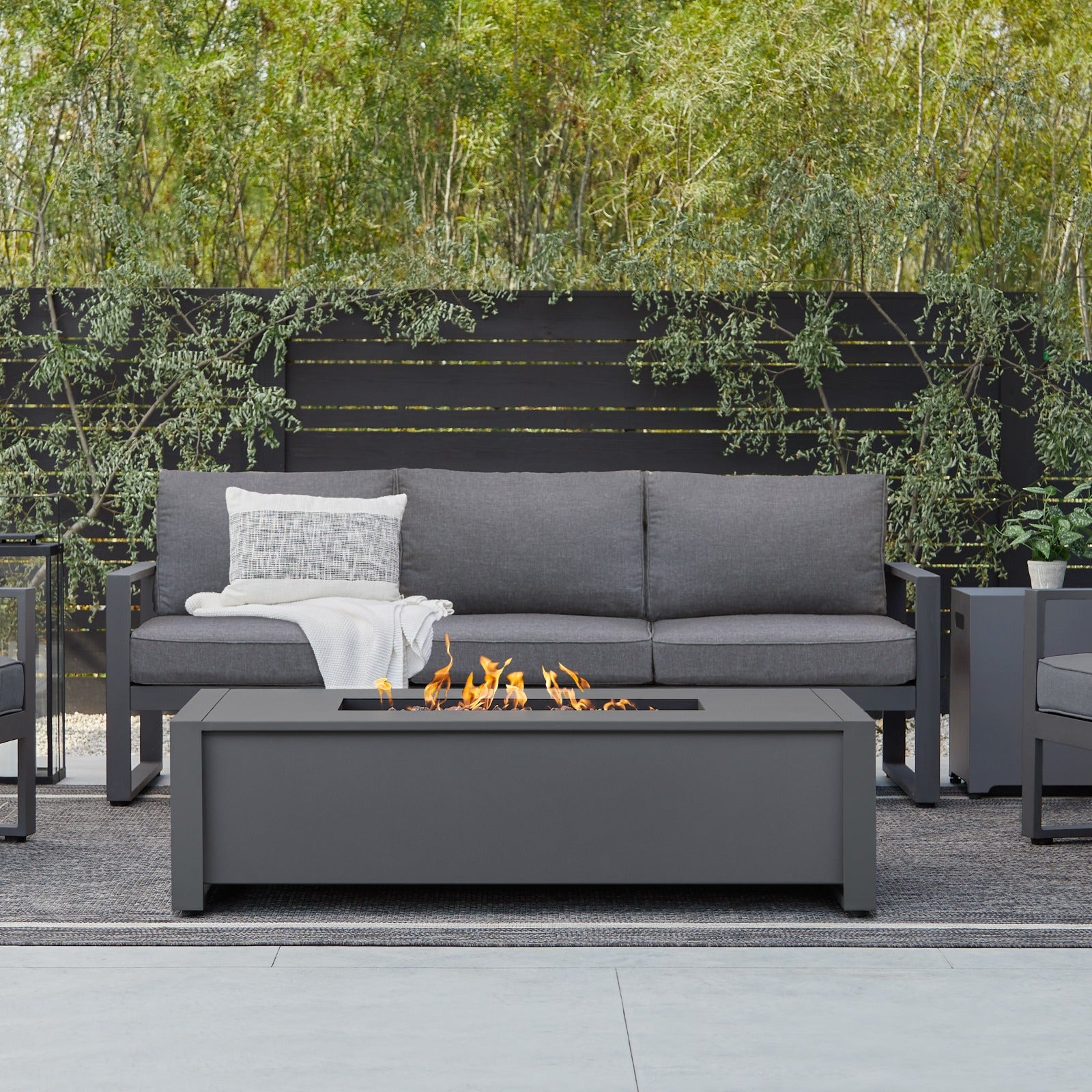 Keenan 52" Rectangle Propane Fire Pit Table - Real Flame