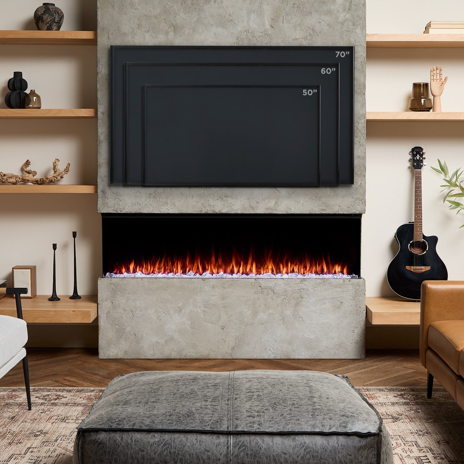 Real Flame® 64" 3 - Sided SMART Electric Fireplace Insert - Real Flame