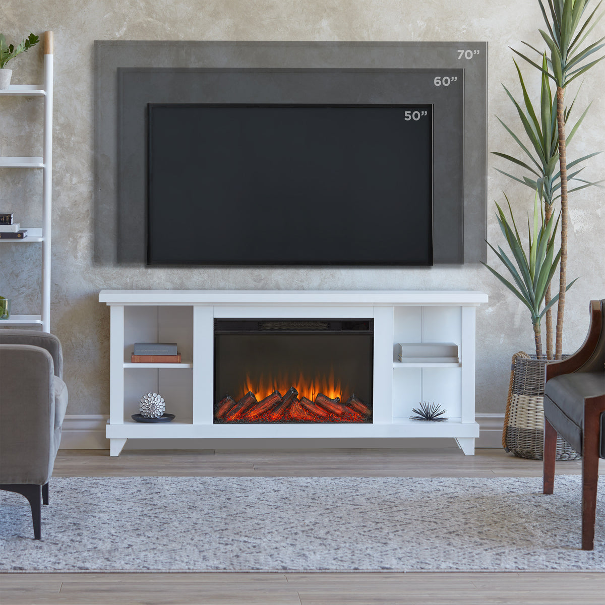Penrose Slim Electric Fireplace TV Stand - Real Flame