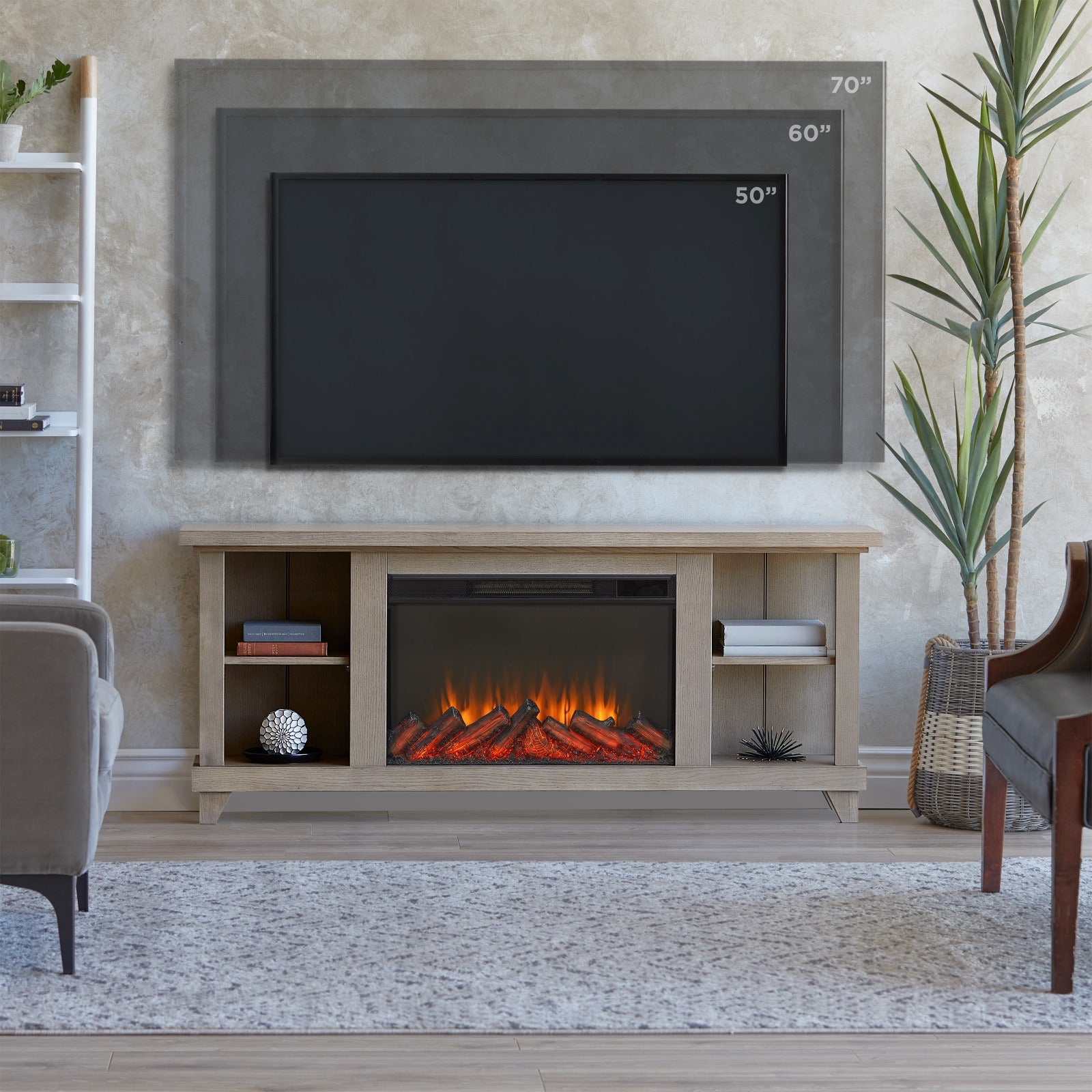 Penrose Slim Electric Fireplace TV Stand - Real Flame