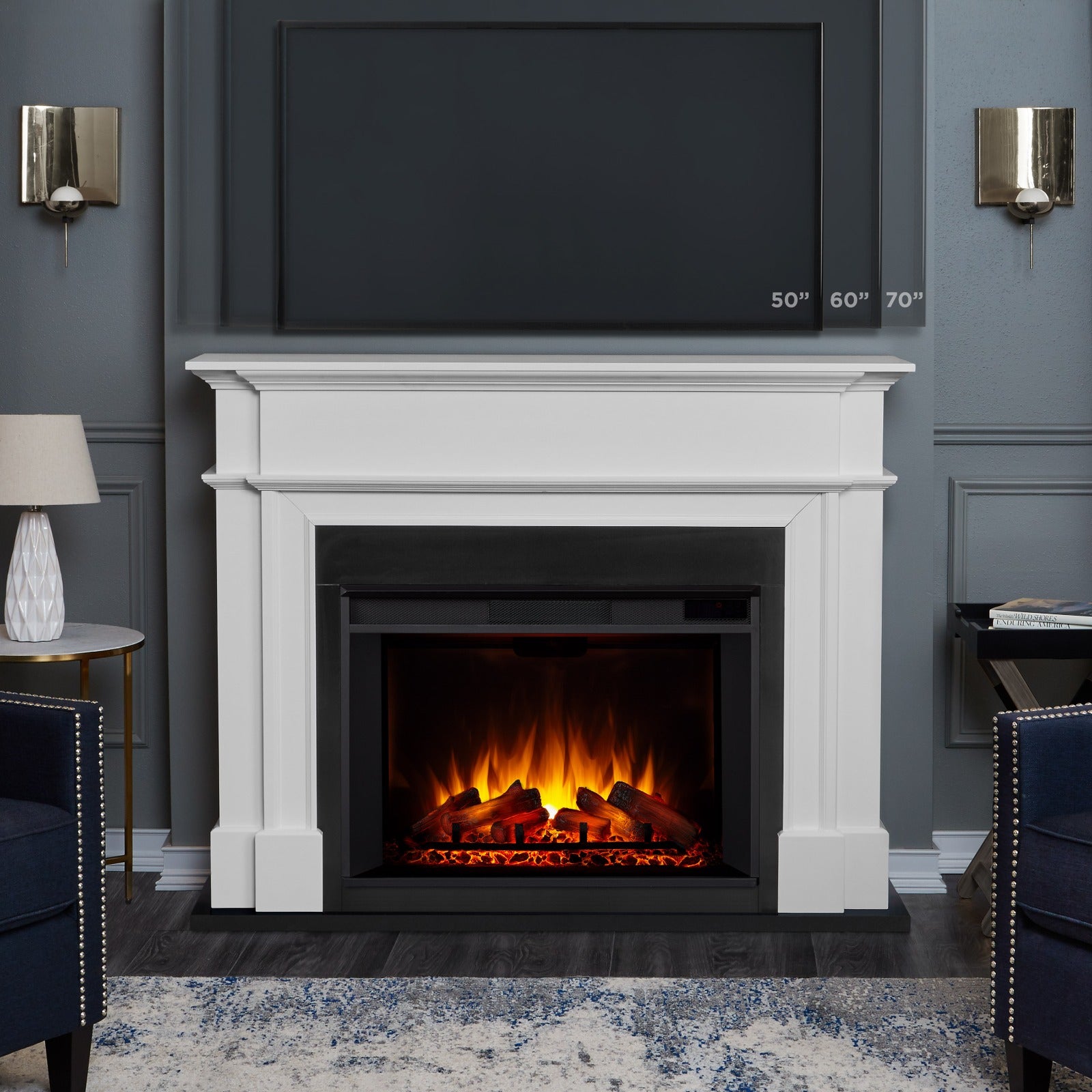Harlan Grand Electric Fireplace - Real Flame