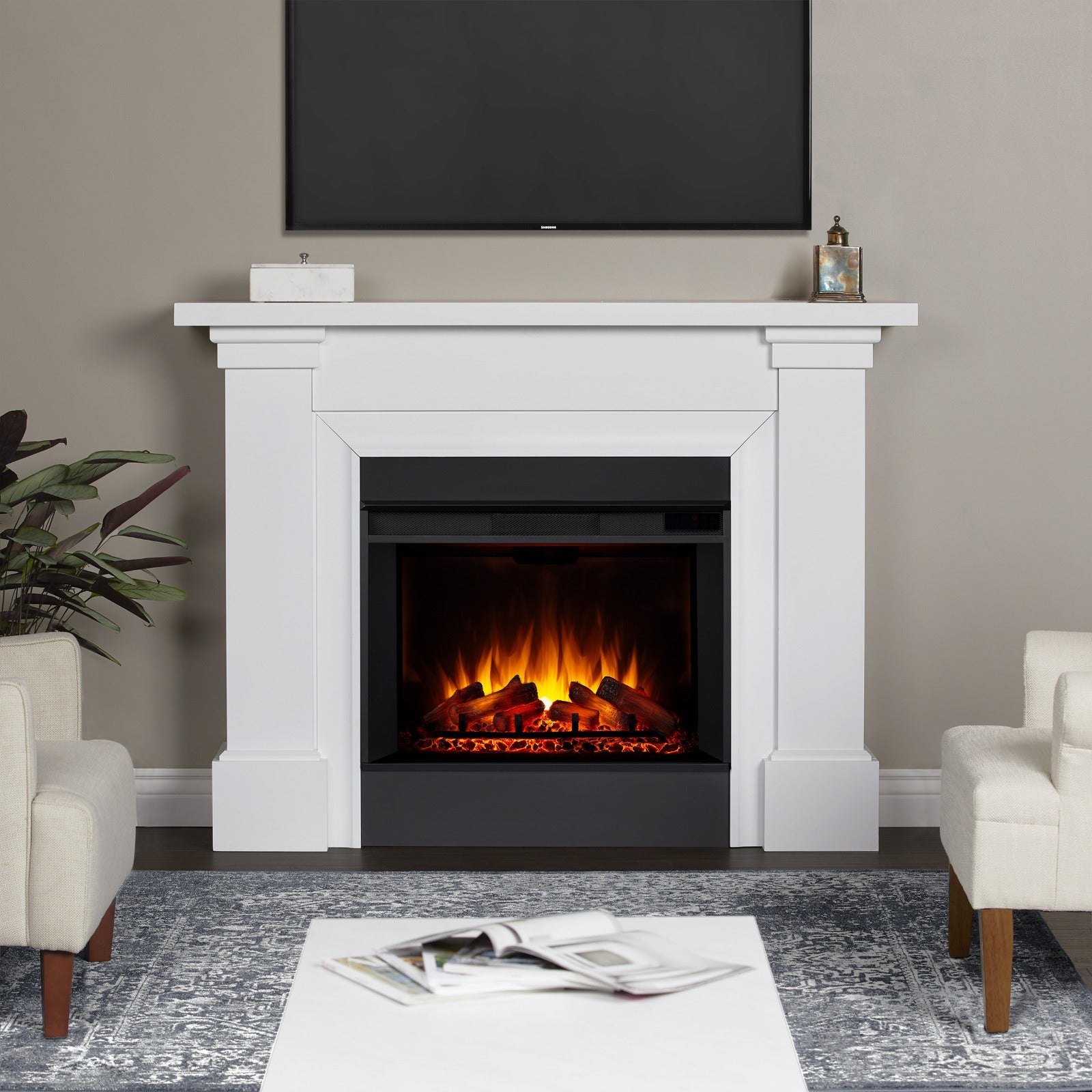 Manus Grand Electric Fireplace - Real Flame