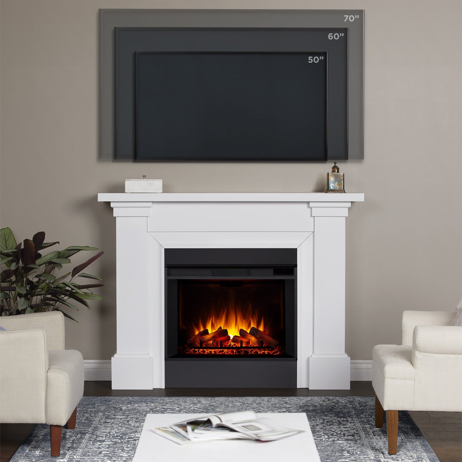 Manus Grand Electric Fireplace - Real Flame