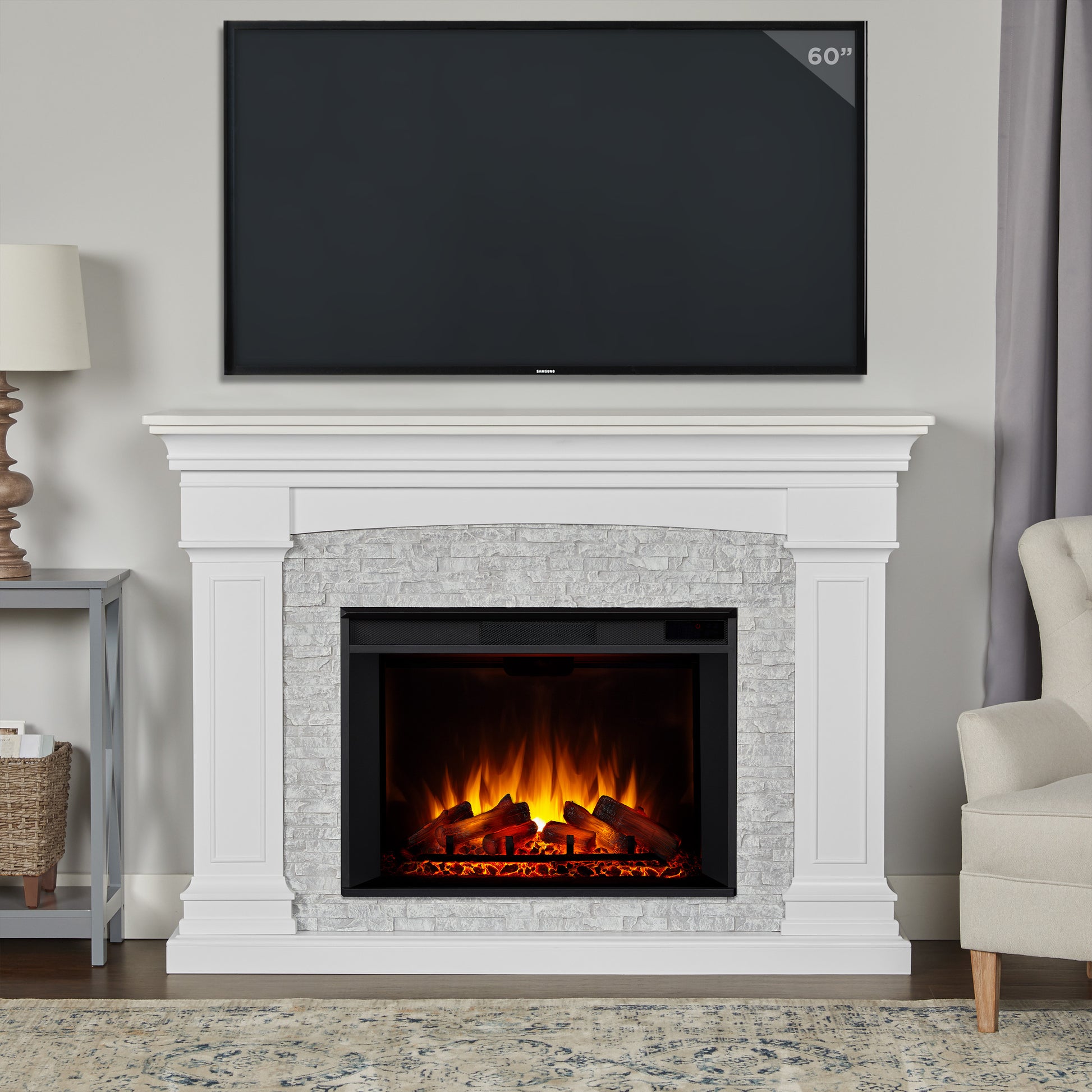 Deland Grand Electric Fireplace - Real Flame