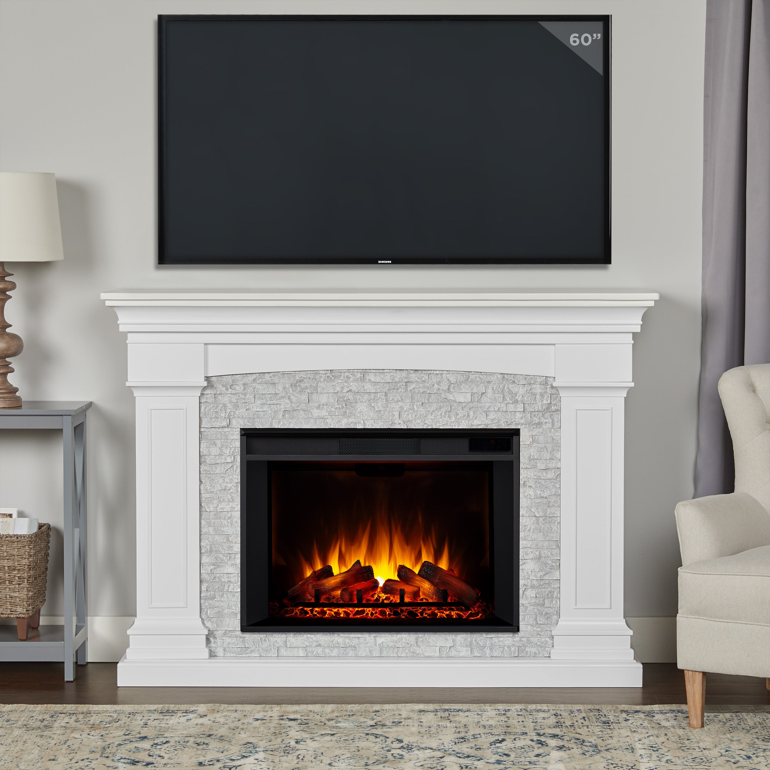 Deland Grand Electric Fireplace - Real Flame