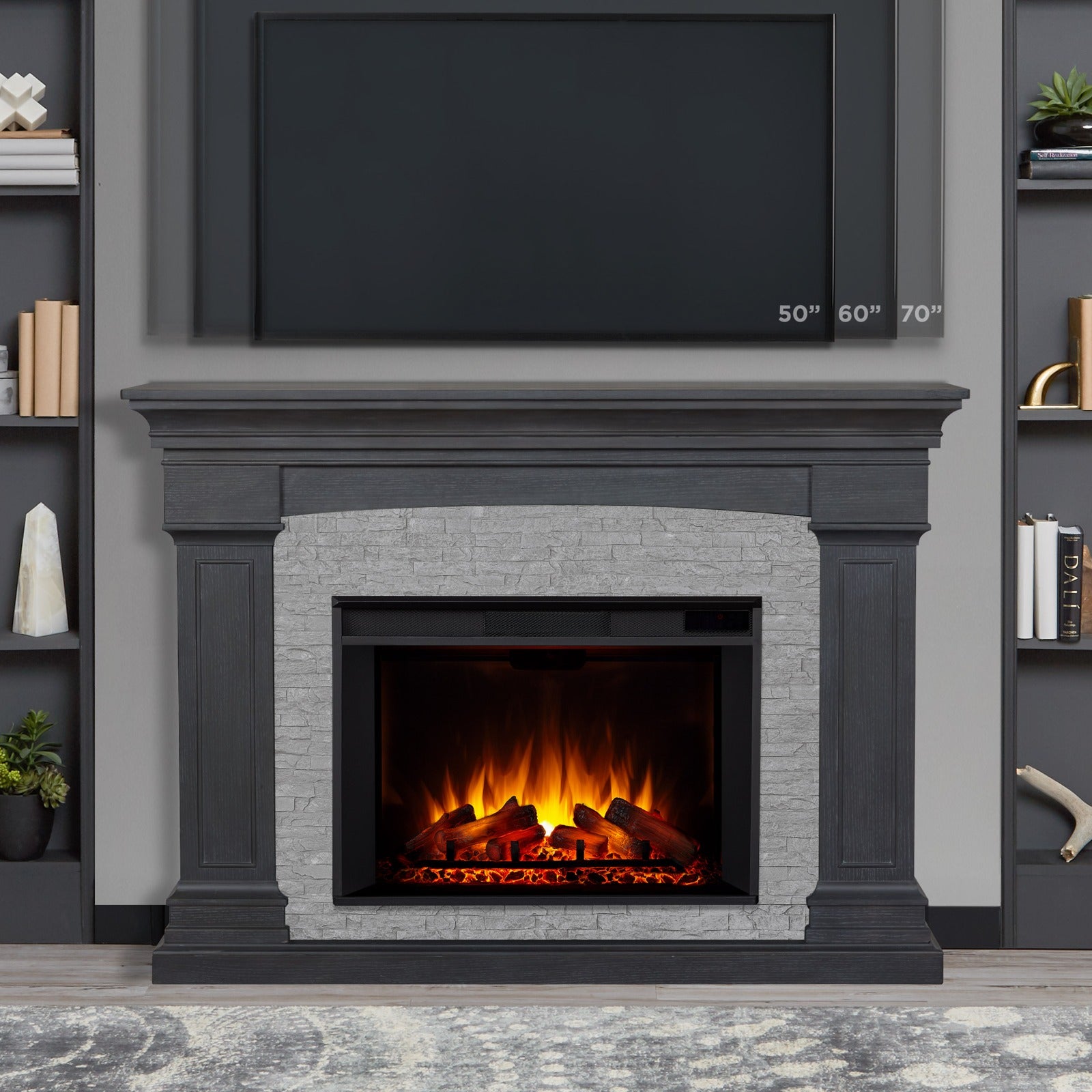 Deland Grand Electric Fireplace - Real Flame