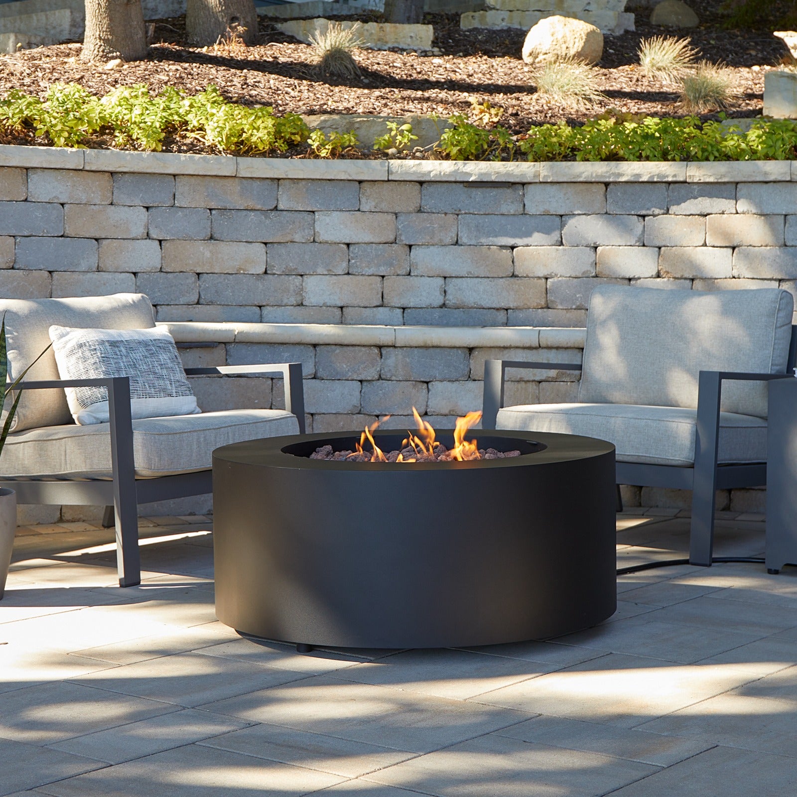 Aegean Round Propane or Natural Gas Fire Pit Table - Real Flame
