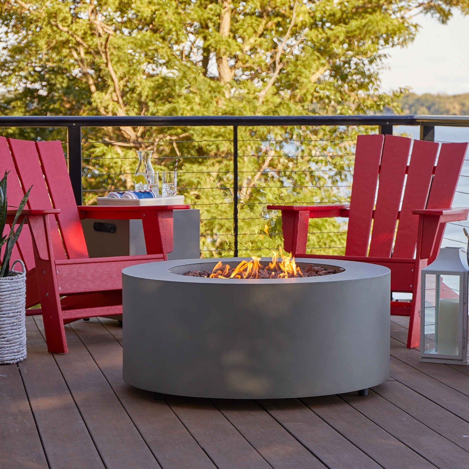 Aegean Round Propane or Natural Gas Fire Pit Table - Real Flame