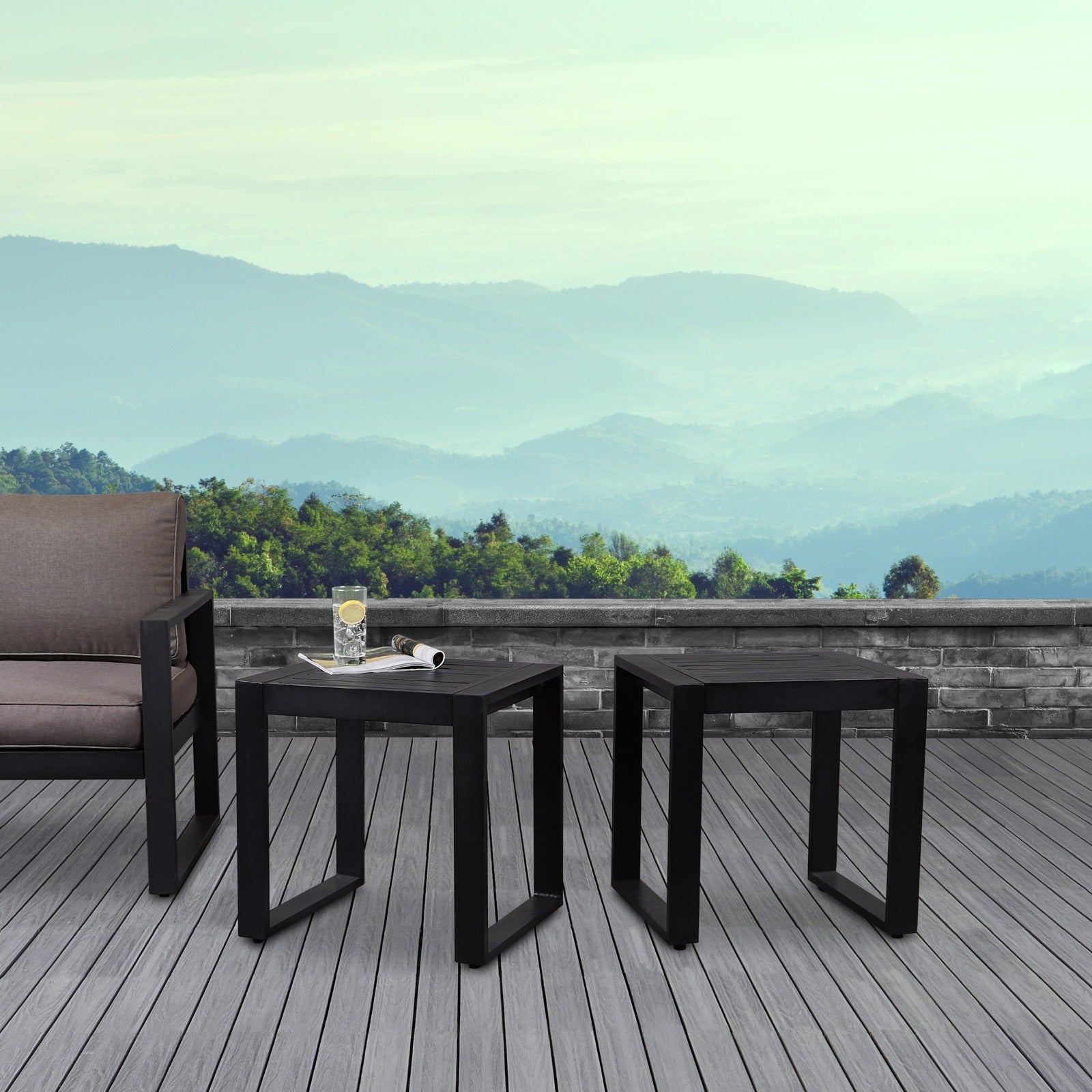 Baltic Outdoor End Table Set - Real Flame