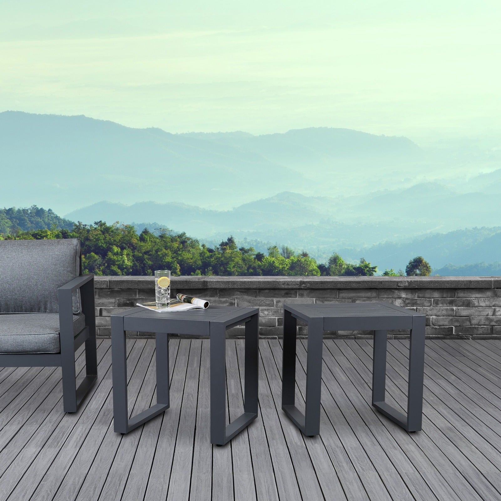 Baltic Outdoor End Table Set - Real Flame