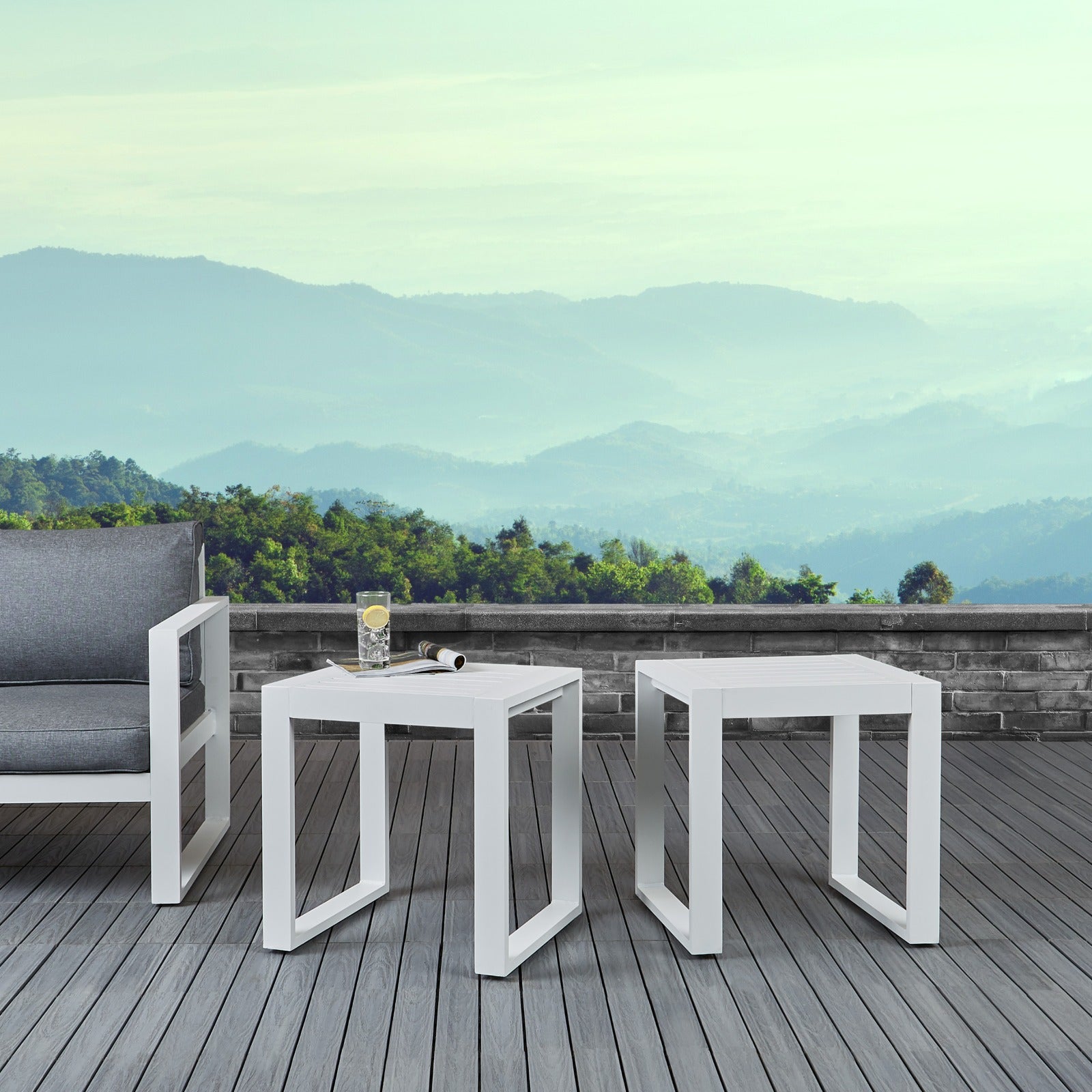 Baltic Outdoor End Table Set - Real Flame
