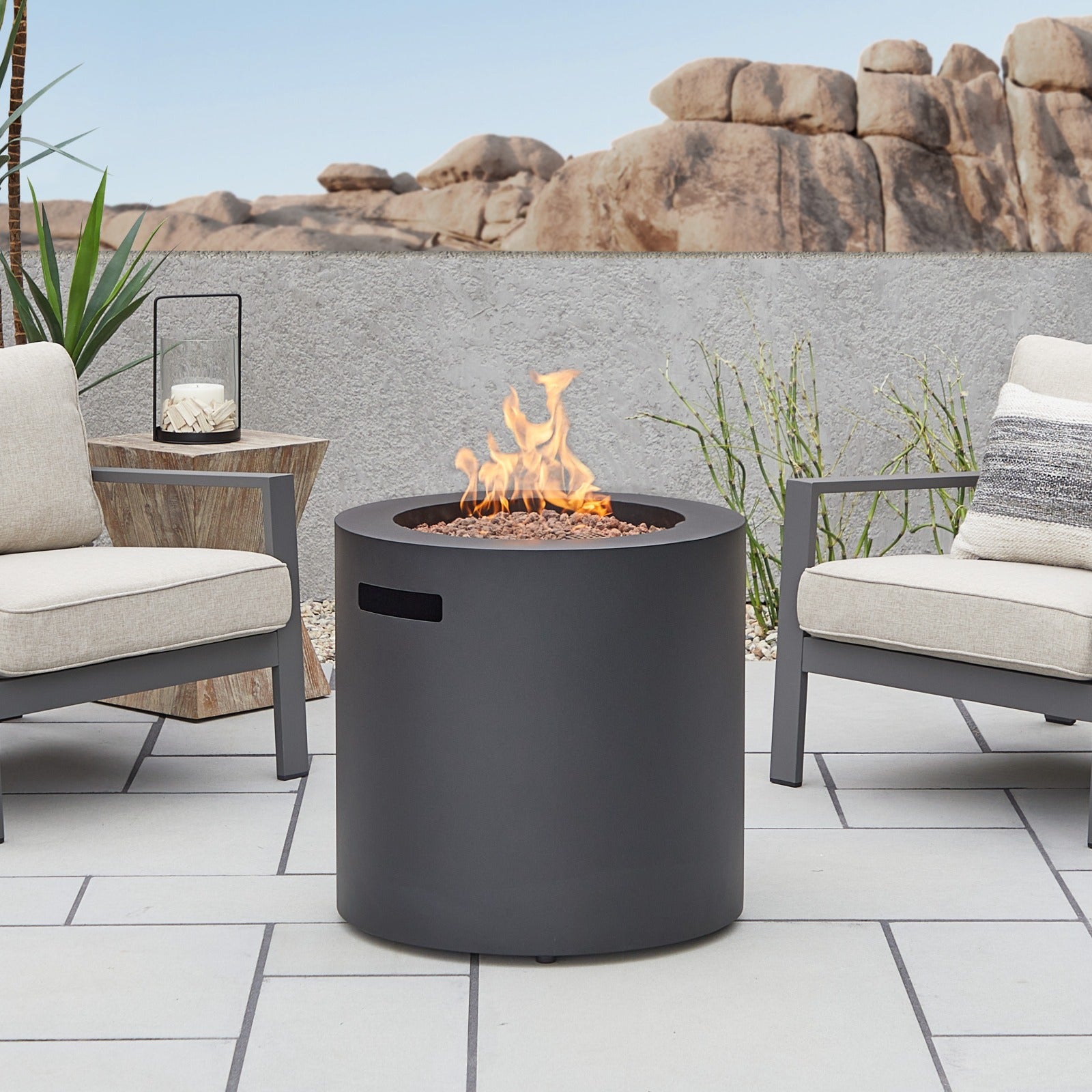 Aegean 24" Round Fire Pit Table with Hidden Propane Tank - Real Flame
