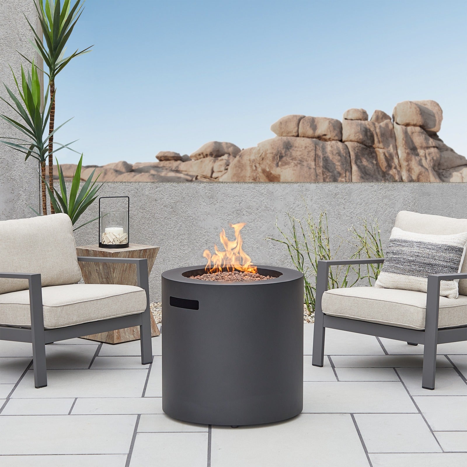 Aegean 24" Round Fire Pit Table with Hidden Propane Tank - Real Flame