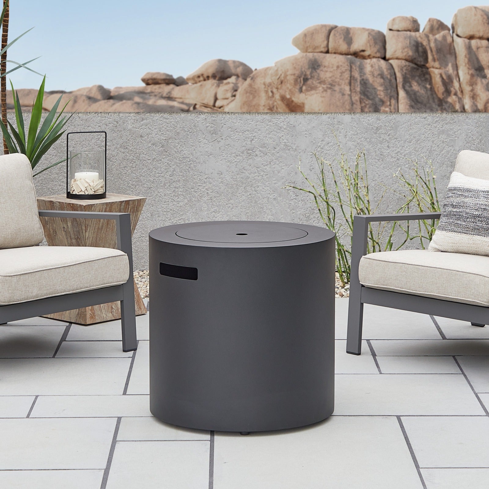 Aegean 24" Round Fire Pit Table with Hidden Propane Tank - Real Flame