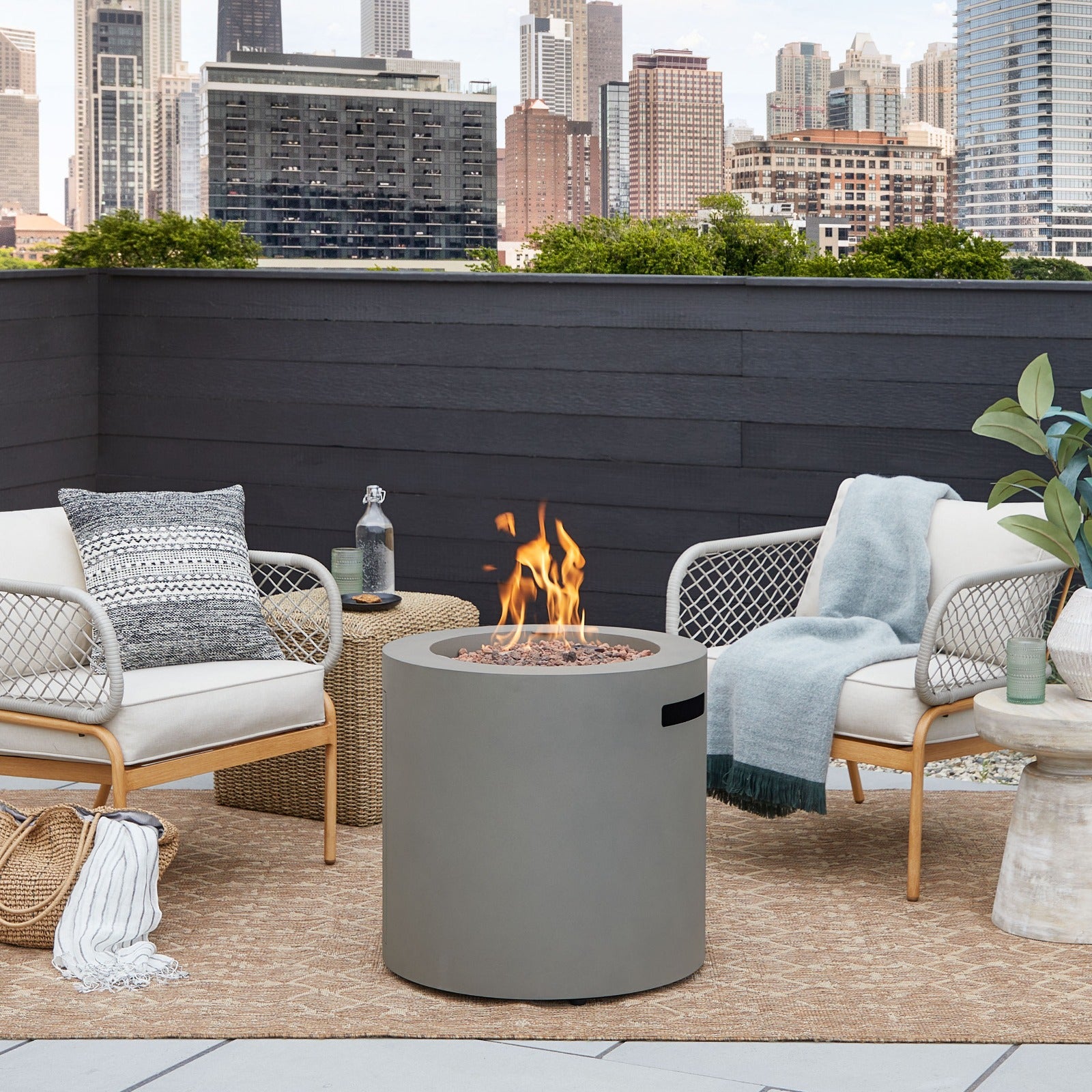 Aegean 24" Round Fire Pit Table with Hidden Propane Tank - Real Flame