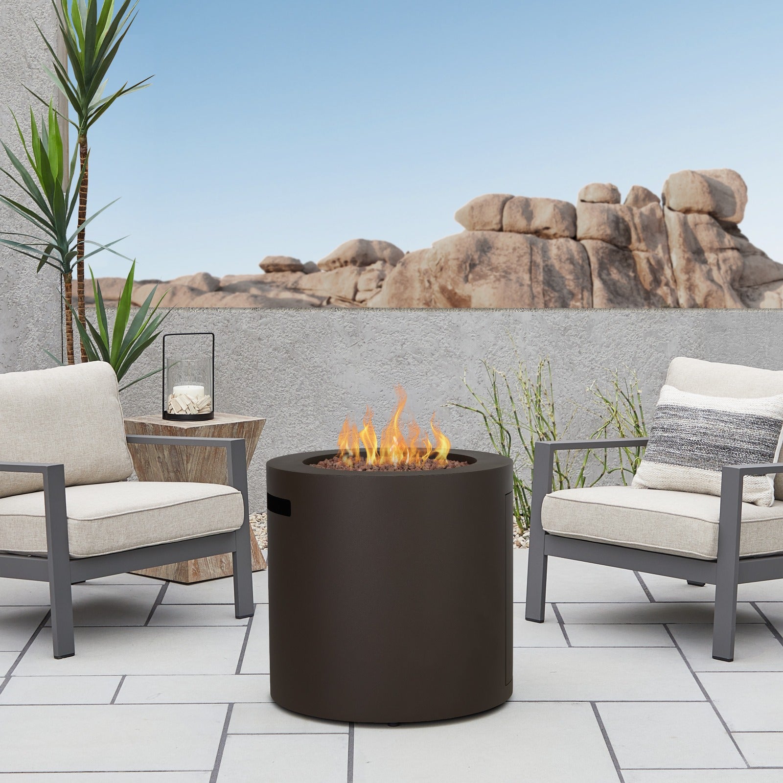 Aegean 24" Round Fire Pit Table with Hidden Propane Tank - Real Flame