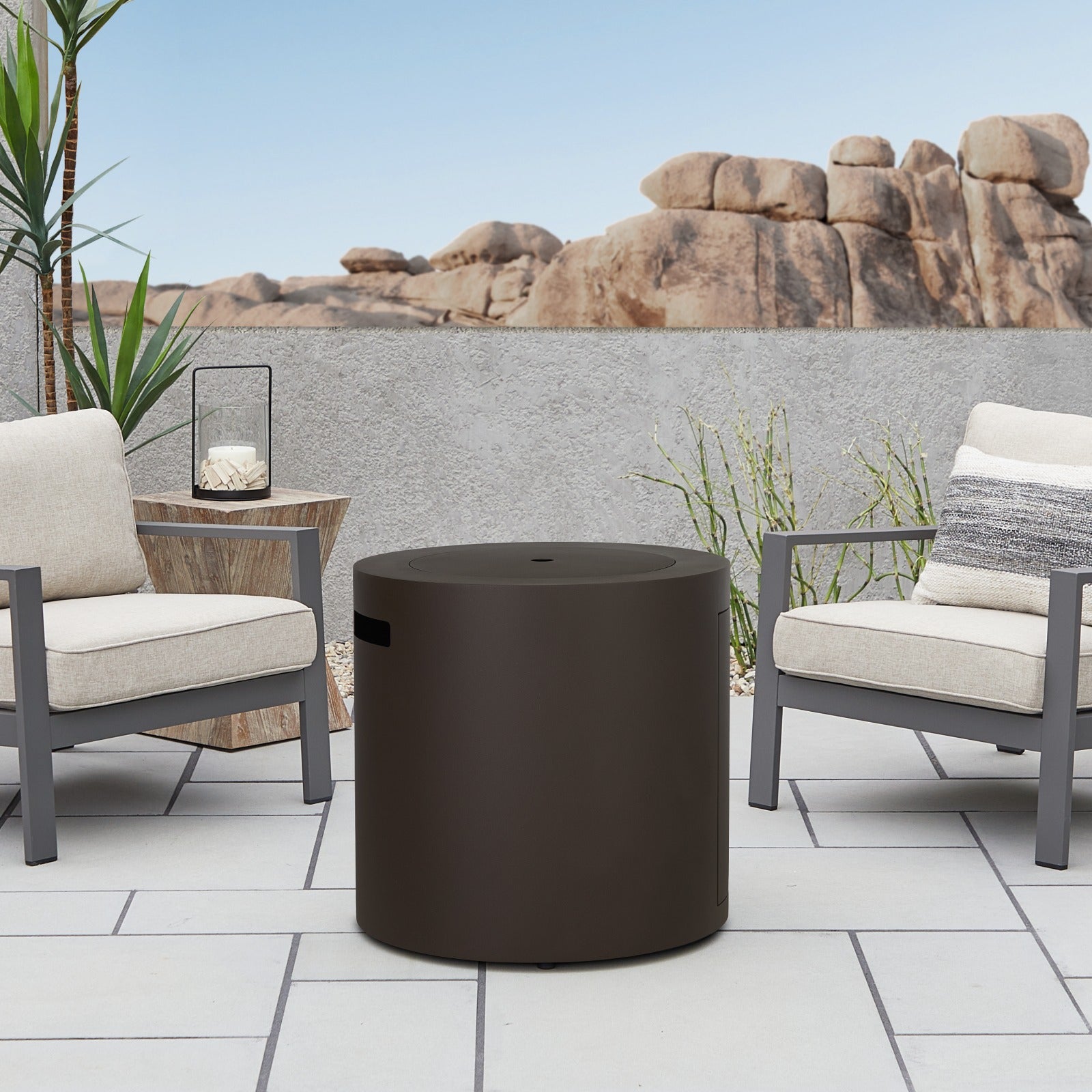 Aegean 24" Round Fire Pit Table with Hidden Propane Tank - Real Flame