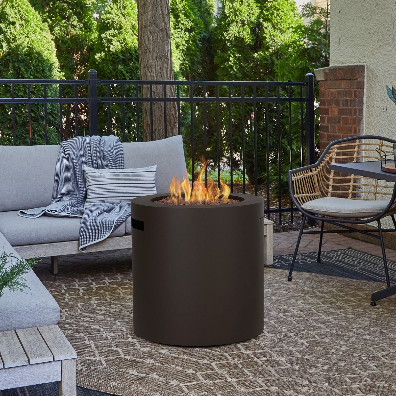 Aegean 24" Round Fire Pit Table with Hidden Propane Tank - Real Flame
