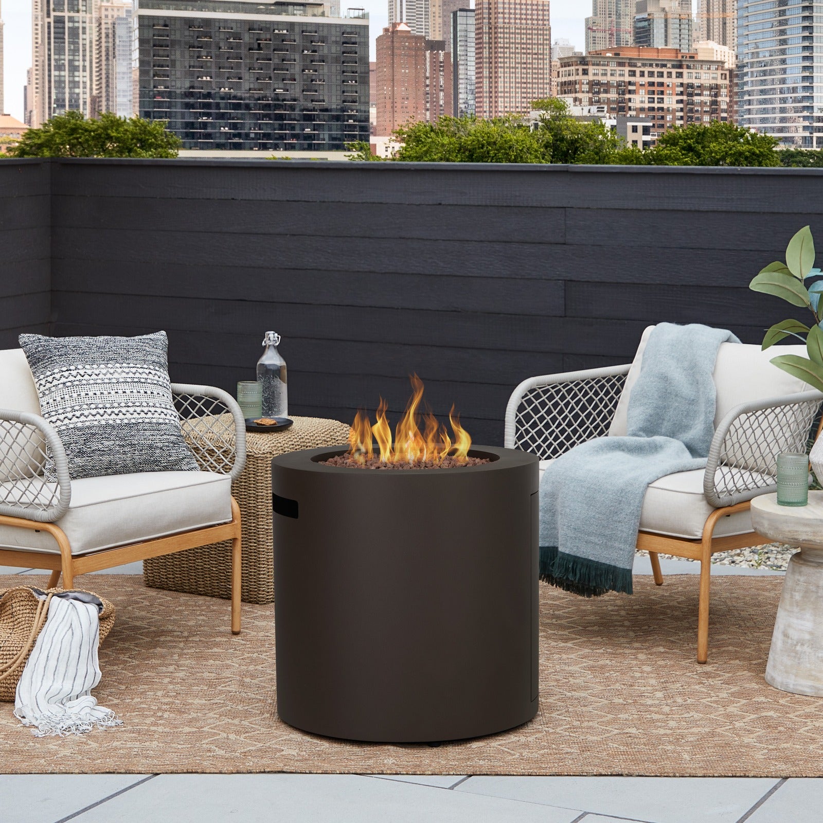 Aegean 24" Round Fire Pit Table with Hidden Propane Tank - Real Flame