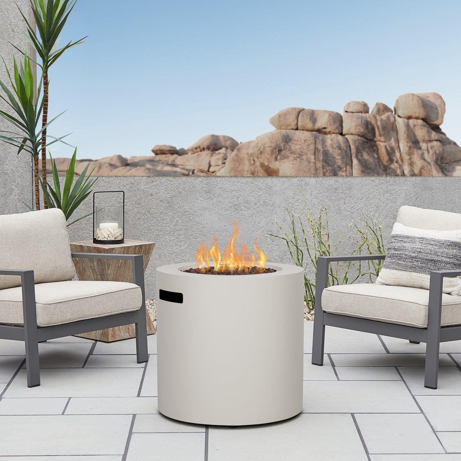 Aegean 24" Round Fire Pit Table with Hidden Propane Tank - Real Flame