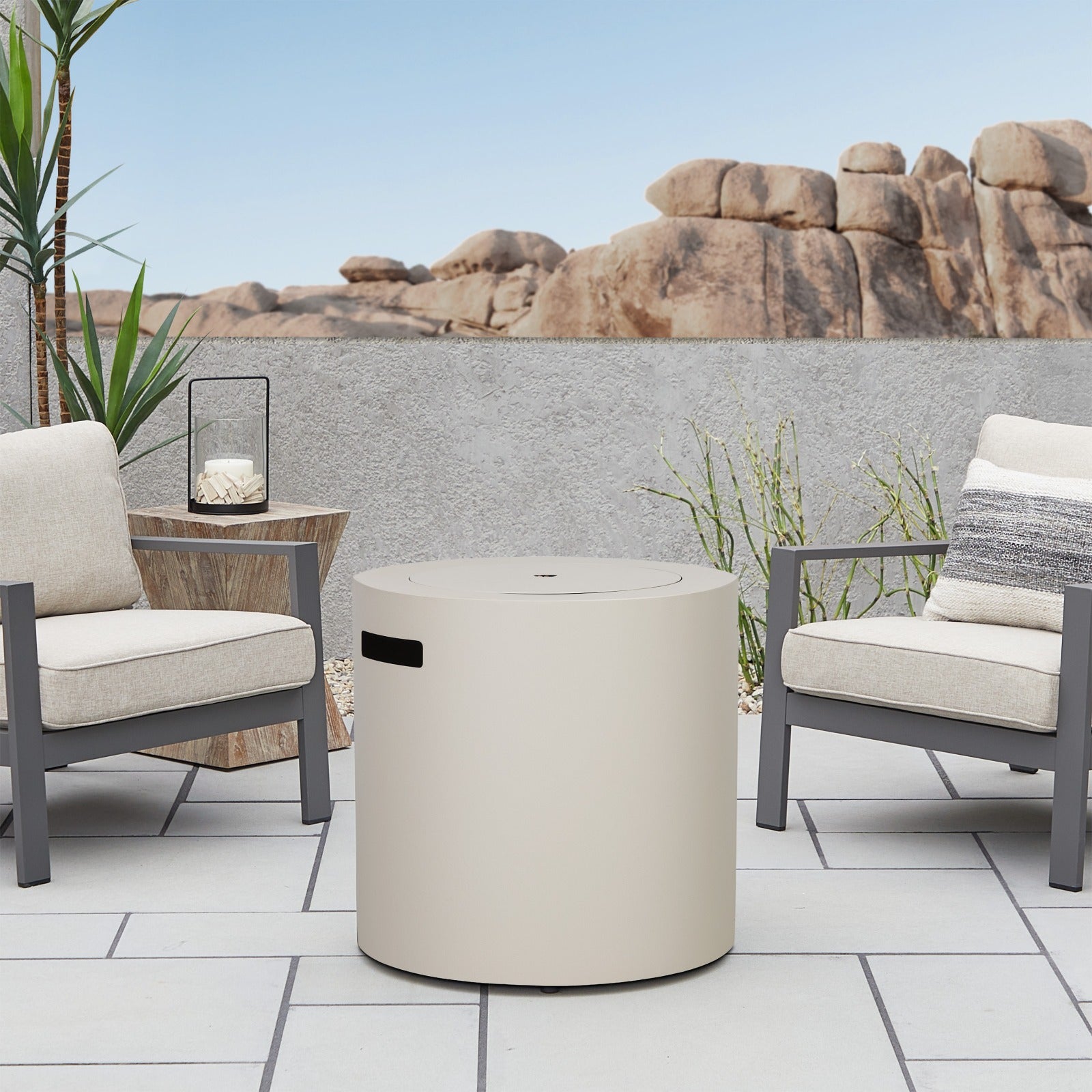 Aegean 24" Round Fire Pit Table with Hidden Propane Tank - Real Flame