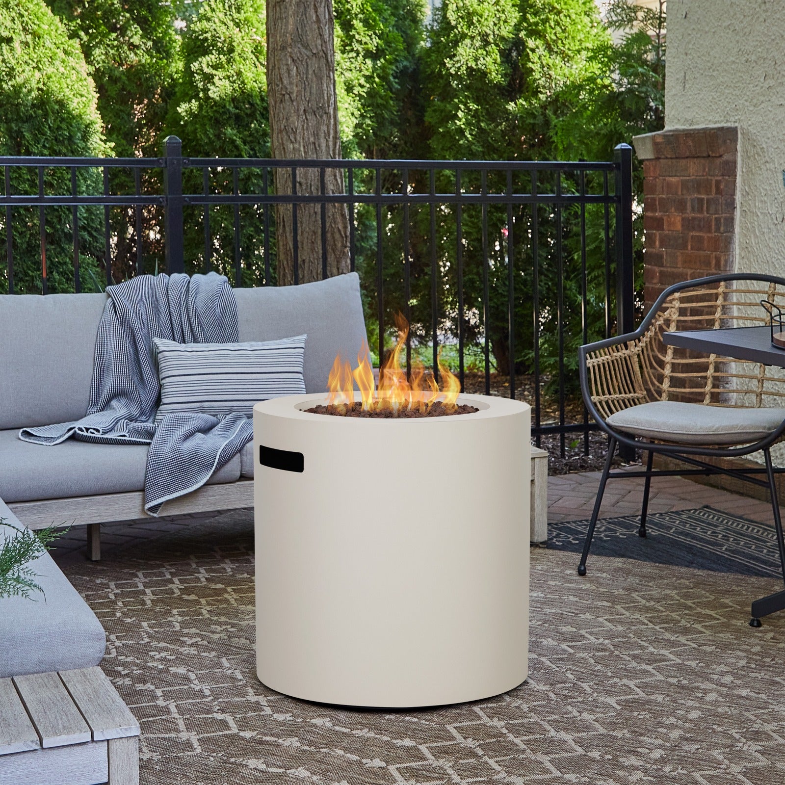 Aegean 24" Round Fire Pit Table with Hidden Propane Tank - Real Flame