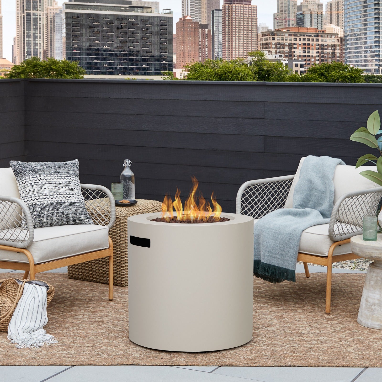 Aegean 24" Round Fire Pit Table with Hidden Propane Tank - Real Flame