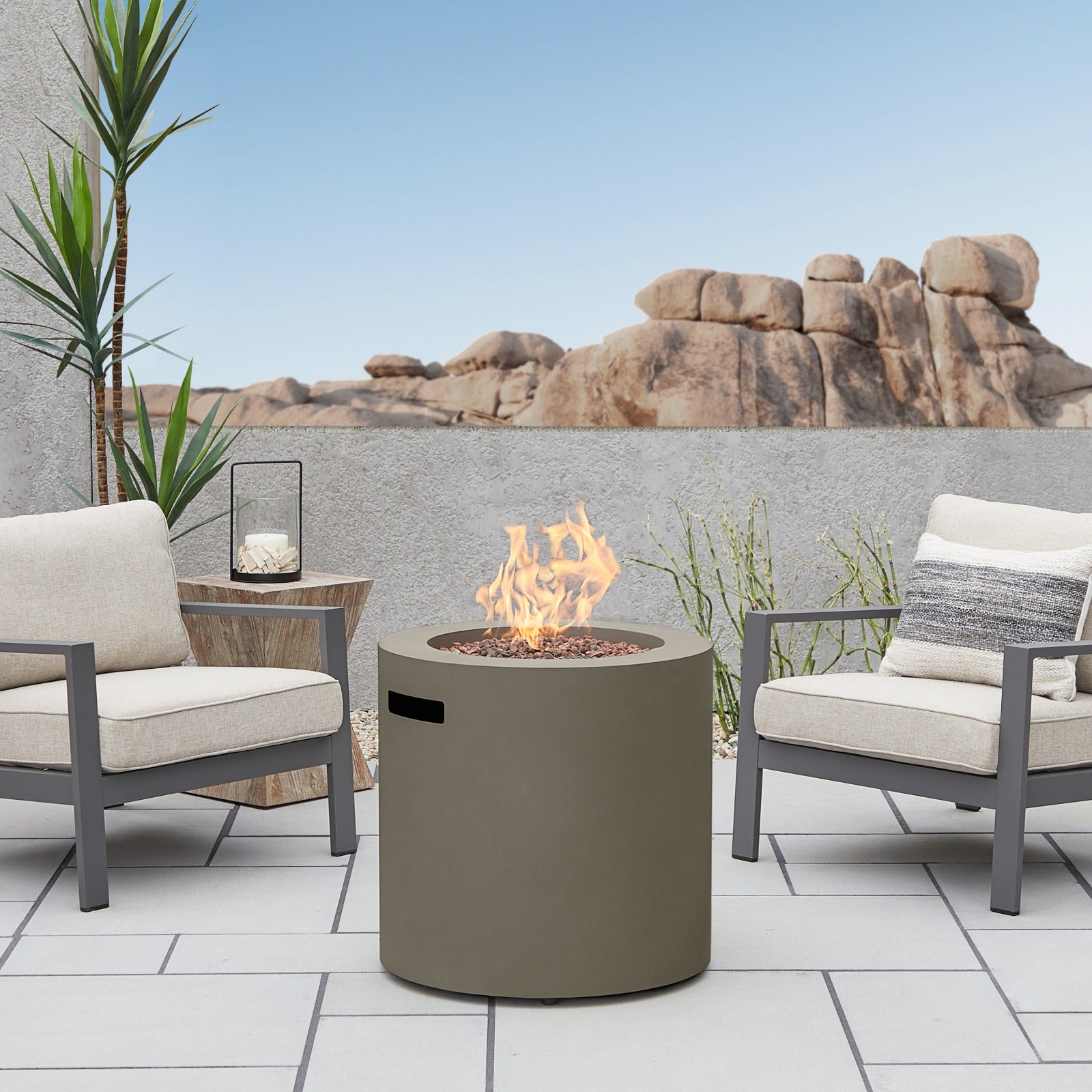 Aegean 24" Round Fire Pit Table with Hidden Propane Tank - Real Flame