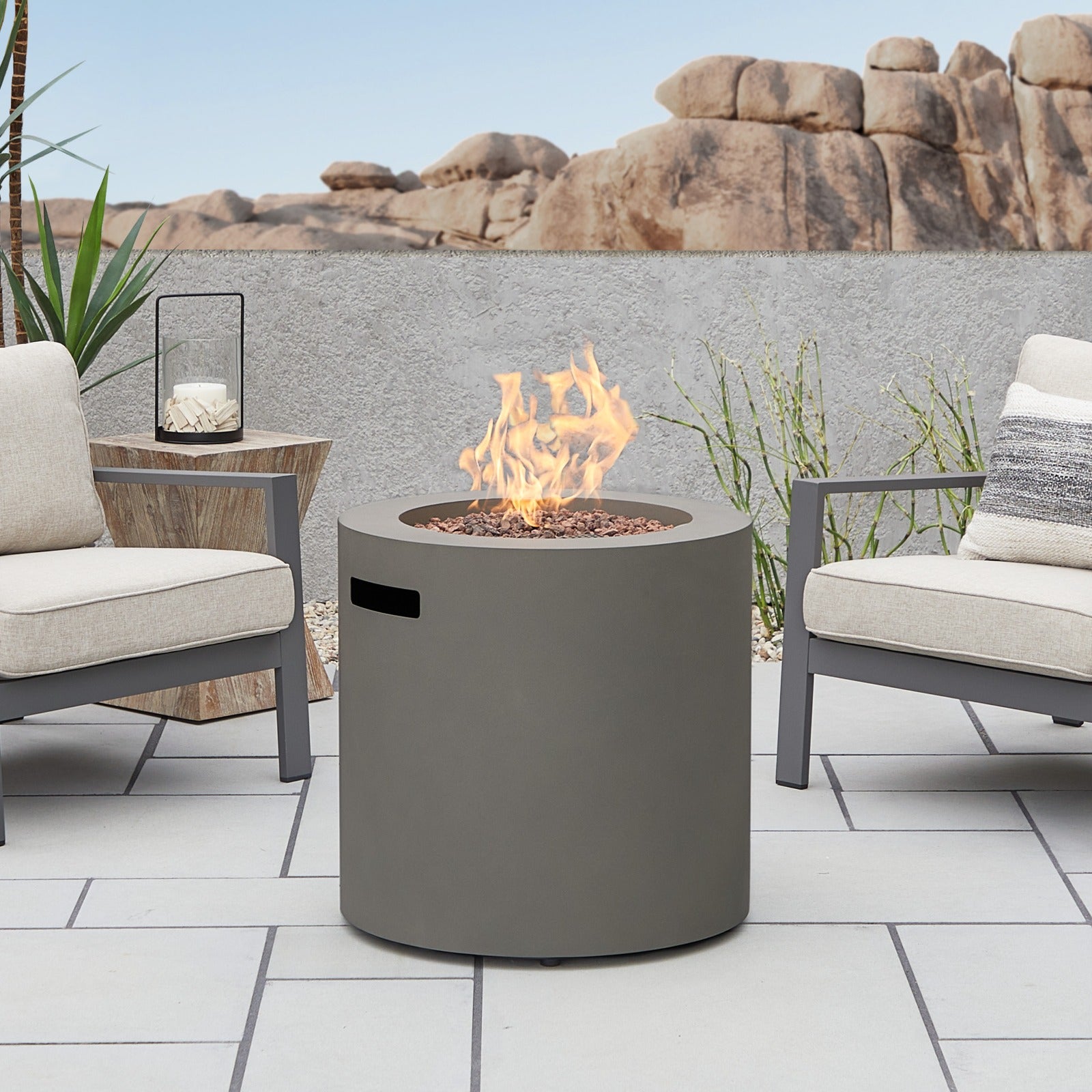 Aegean 24" Round Fire Pit Table with Hidden Propane Tank - Real Flame