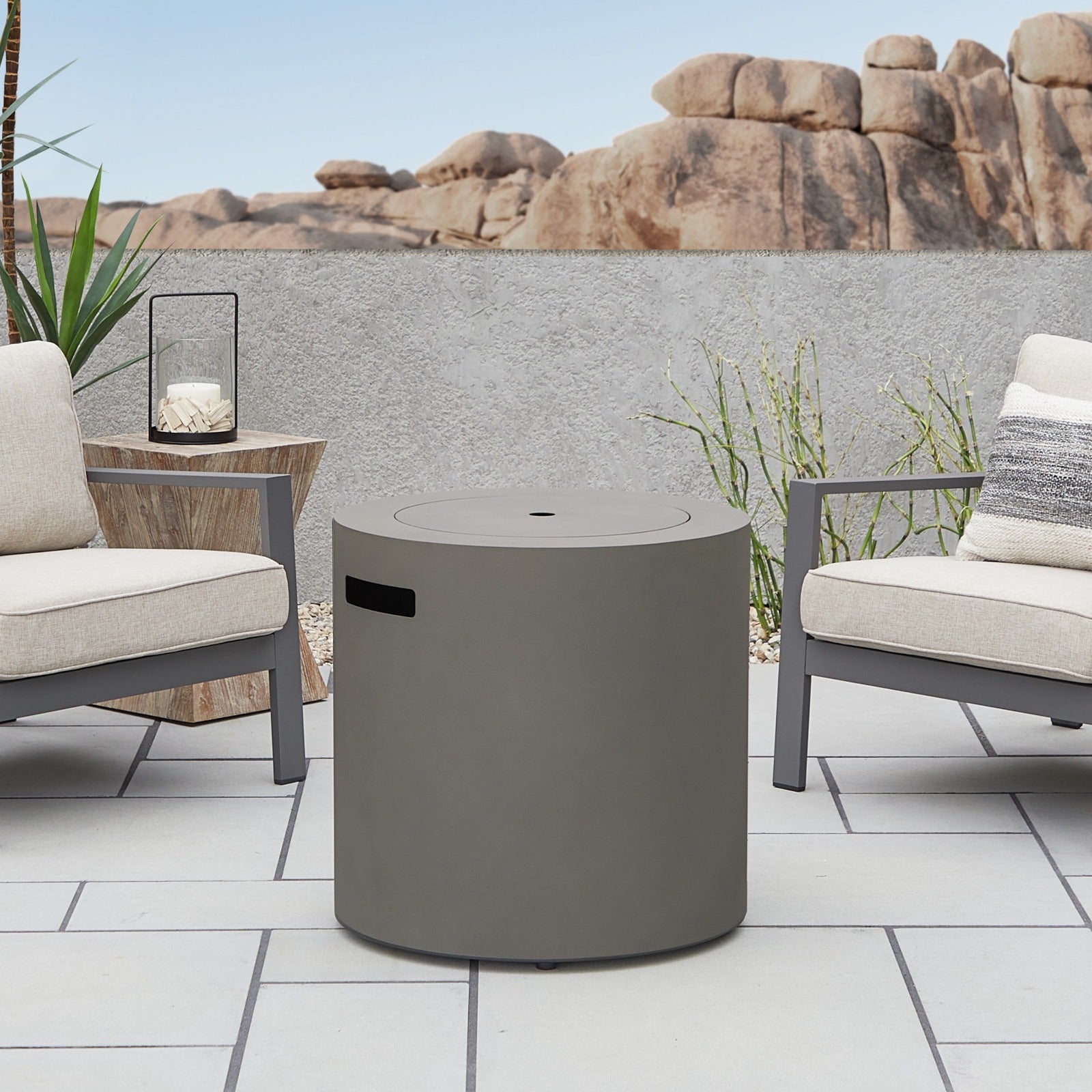 Aegean 24" Round Fire Pit Table with Hidden Propane Tank - Real Flame