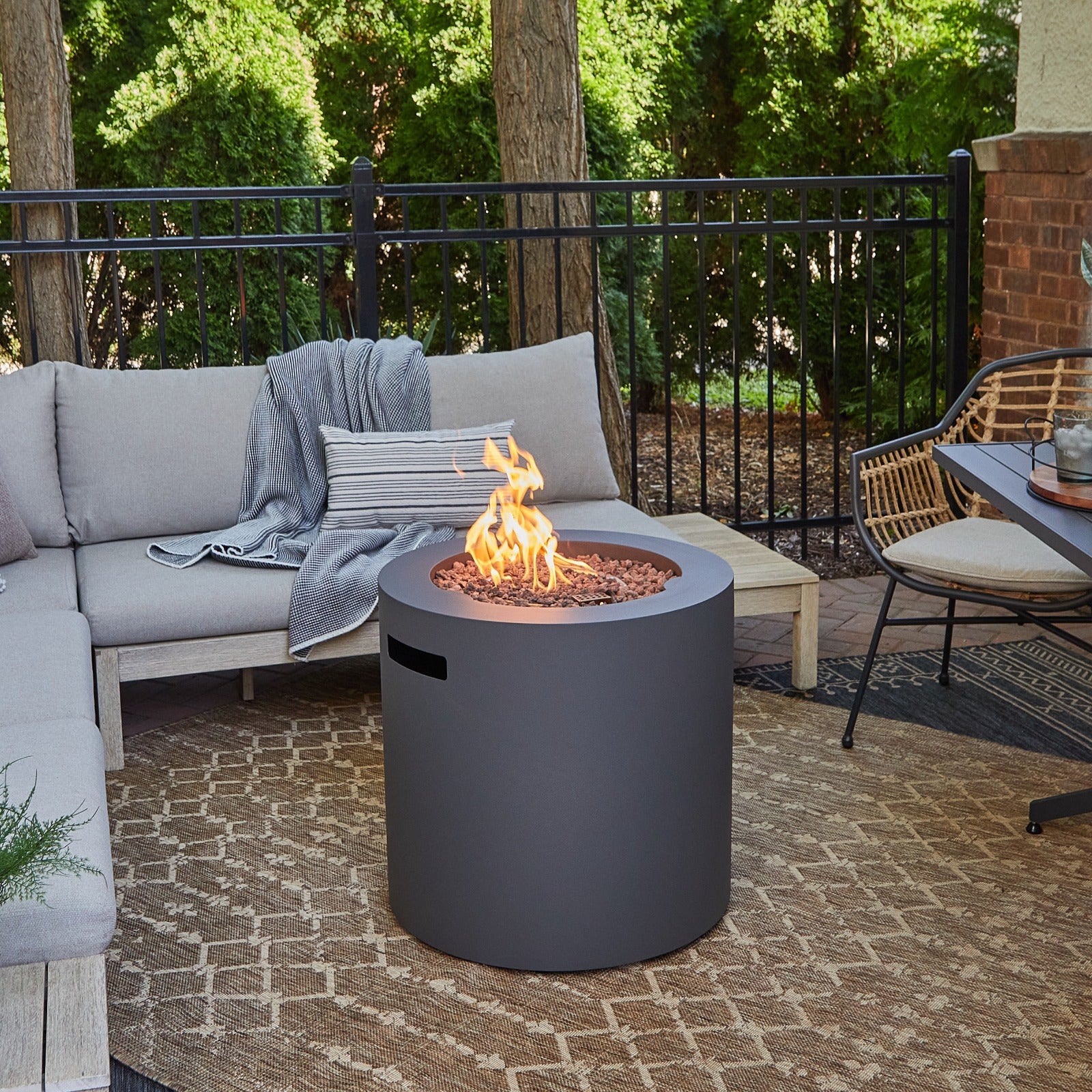Aegean 24" Round Fire Pit Table with Hidden Propane Tank - Real Flame