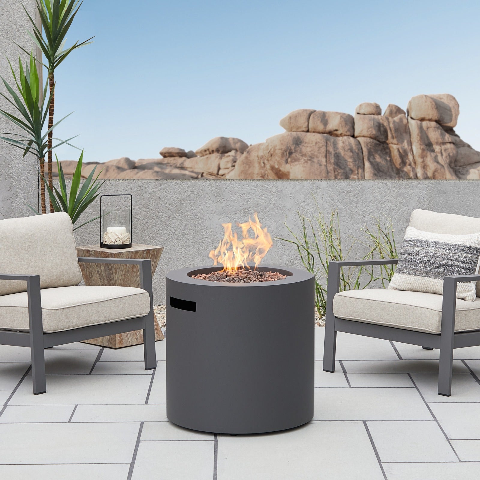 Aegean 24" Round Fire Pit Table with Hidden Propane Tank - Real Flame