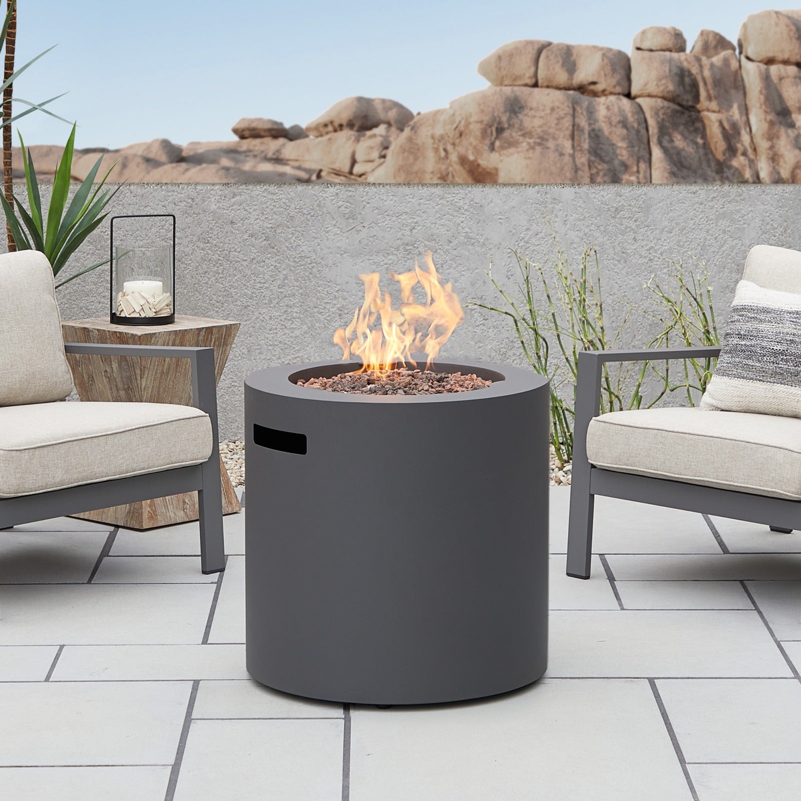 Aegean 24" Round Fire Pit Table with Hidden Propane Tank - Real Flame