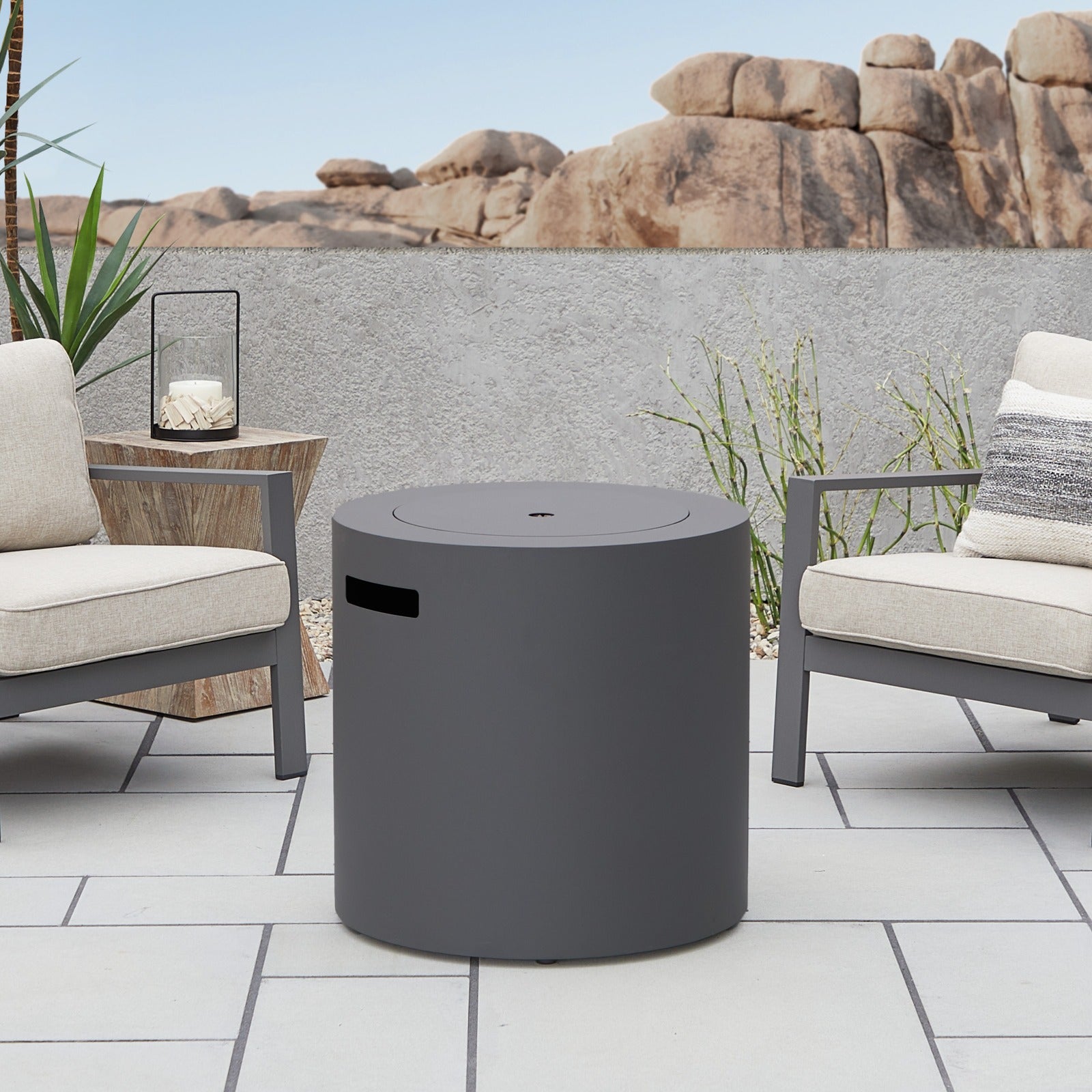 Aegean 24" Round Fire Pit Table with Hidden Propane Tank - Real Flame
