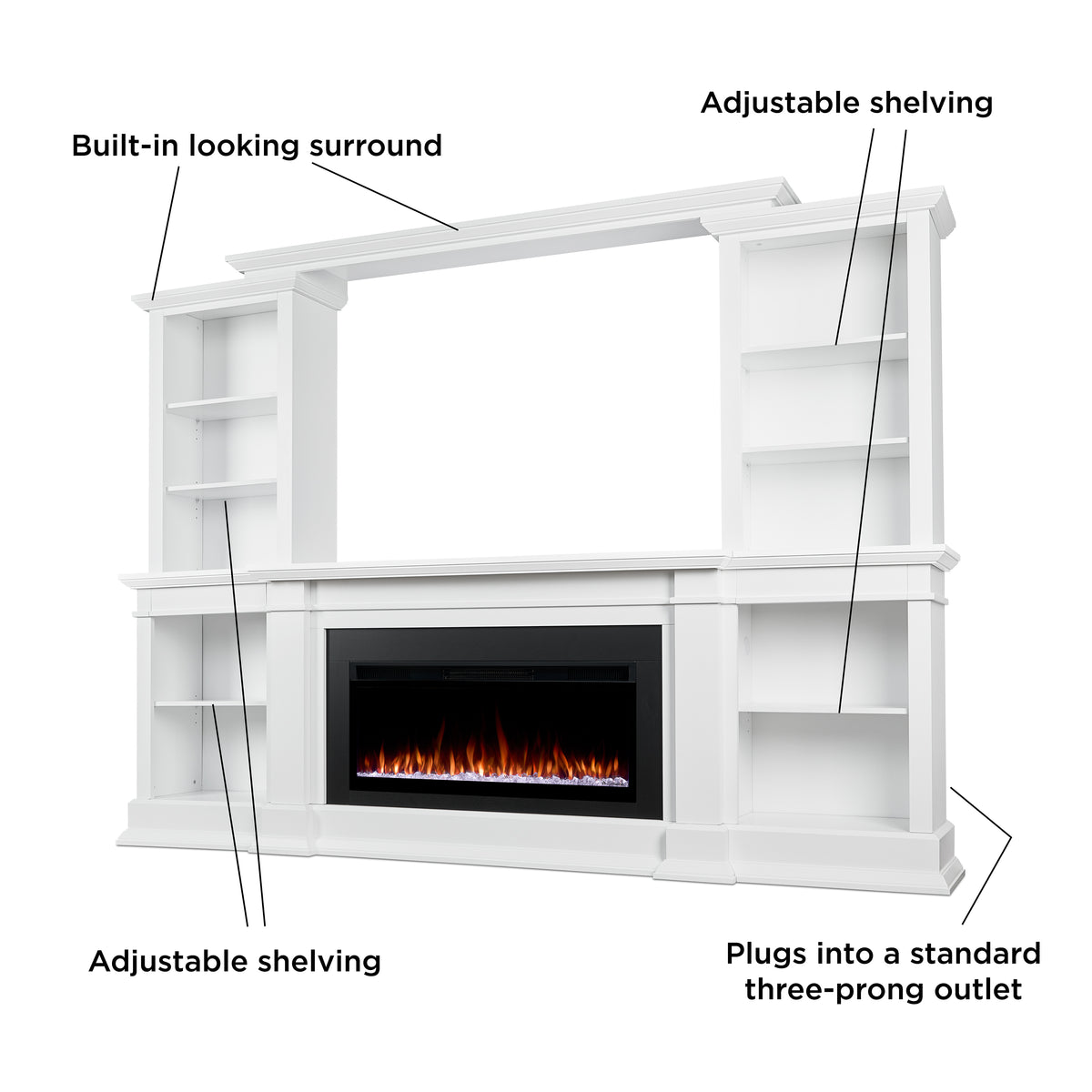 Monte Vista SMART Landscape Electric Fireplace TV Stand - Real Flame