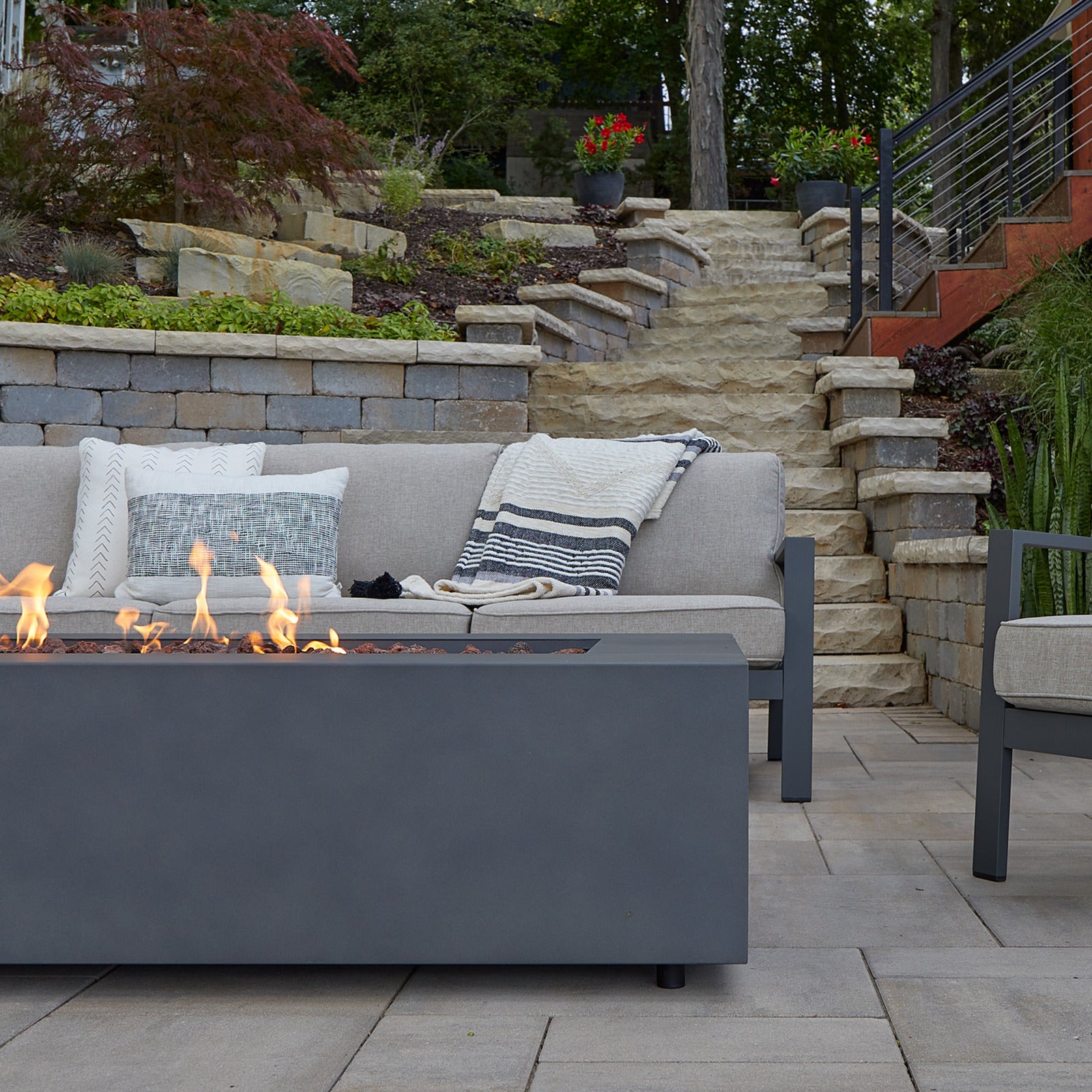 Aegean 70" Rectangle Propane or Natural Gas Fire Pit Table - Real Flame