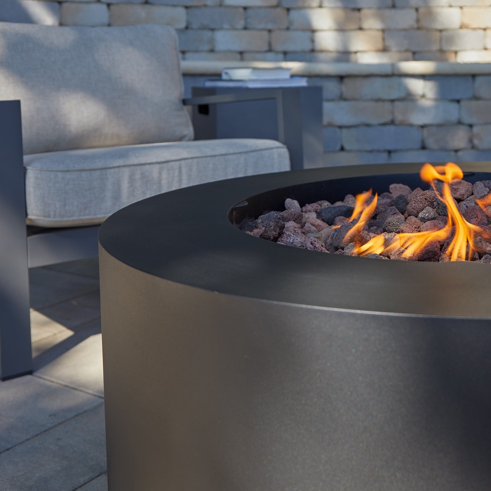 Aegean Round Propane or Natural Gas Fire Pit Table - Real Flame