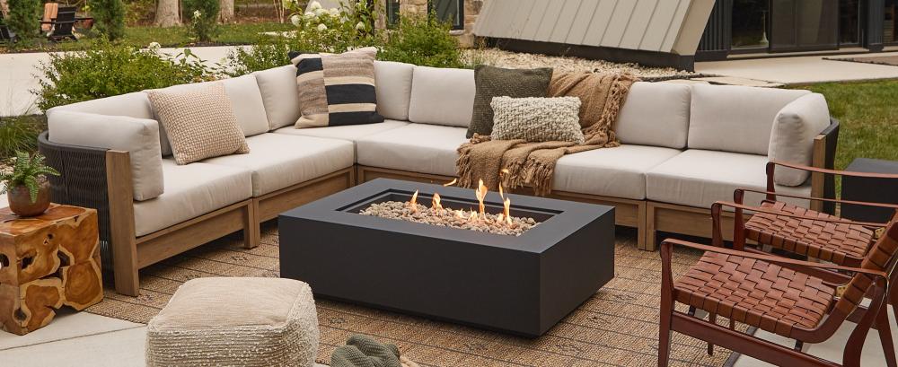 Stratton Sectional Couch and Aegean Fire Table