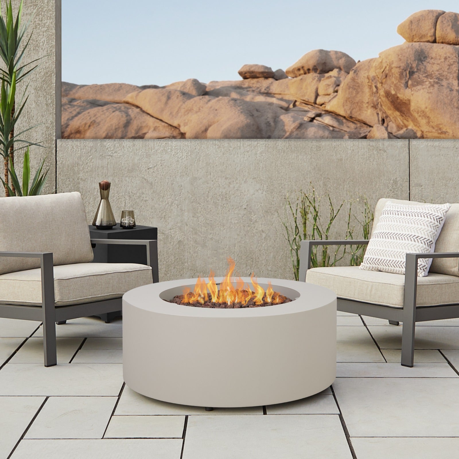 Aegean Round Propane or Natural Gas Fire Pit Table - Real Flame